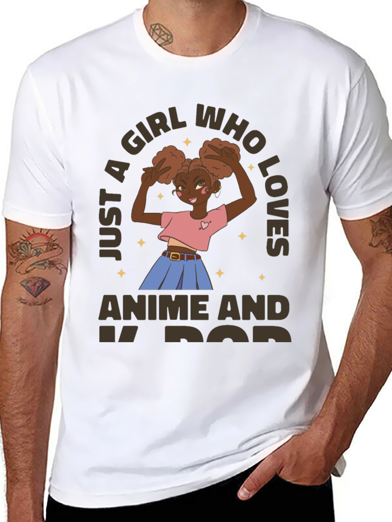 Black Anime & K-Pop Girl's Graphic T-Shirt view 8