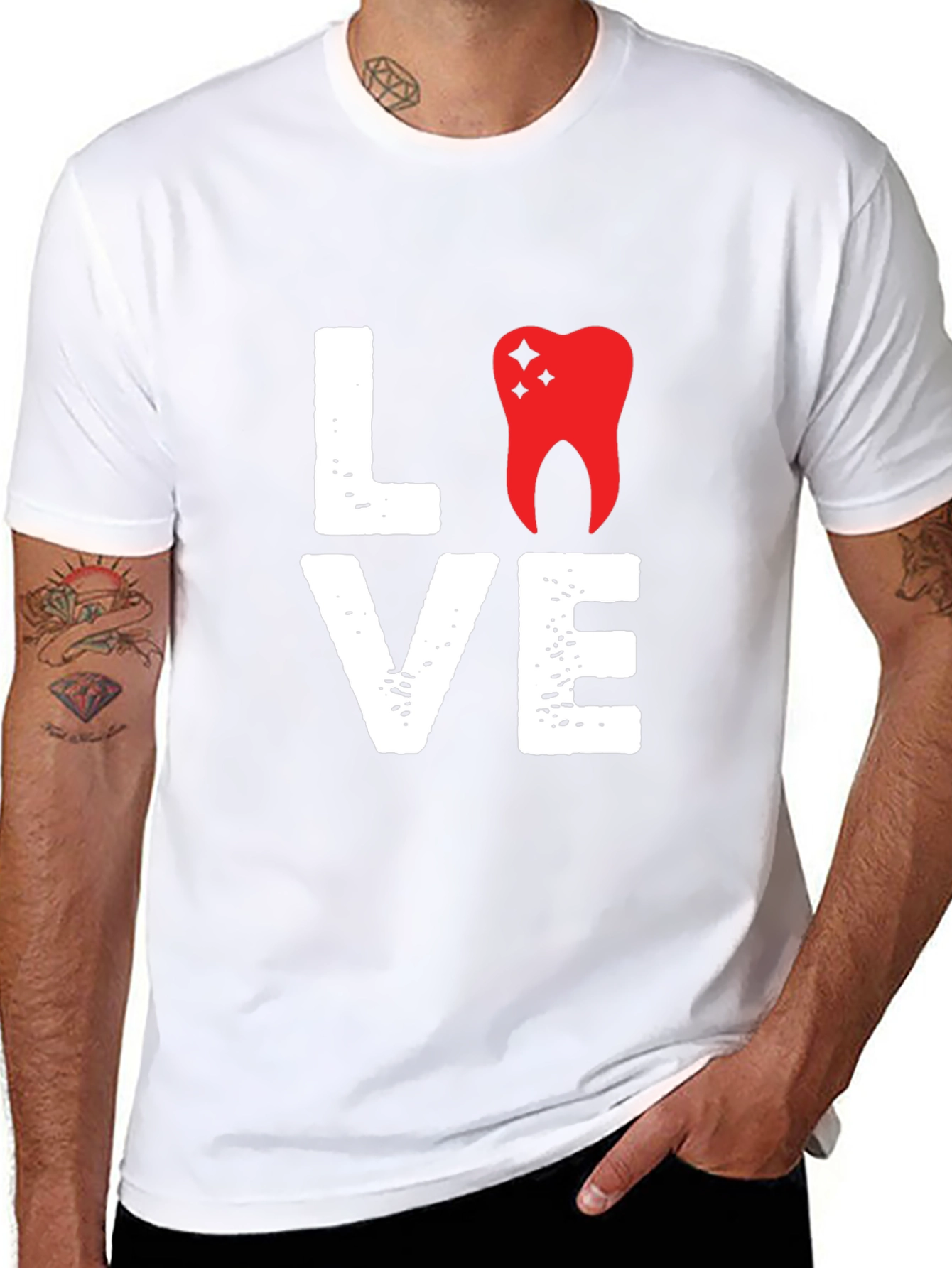 Black Love Tooth T-Shirt - Dentist Gift view 8