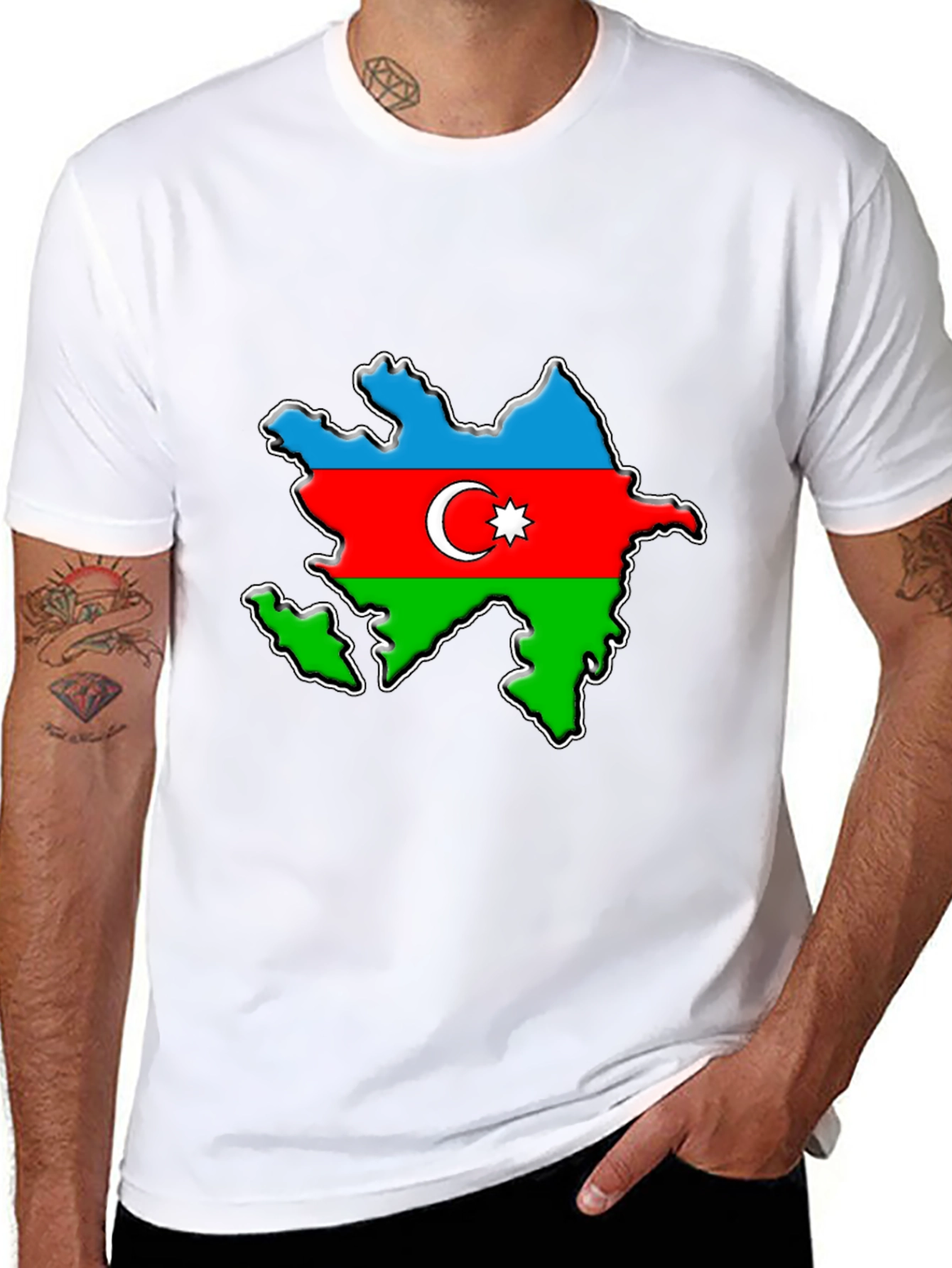 Black Azerbaijan Flag Map T-Shirt - Patriotic Pride Tee view 8