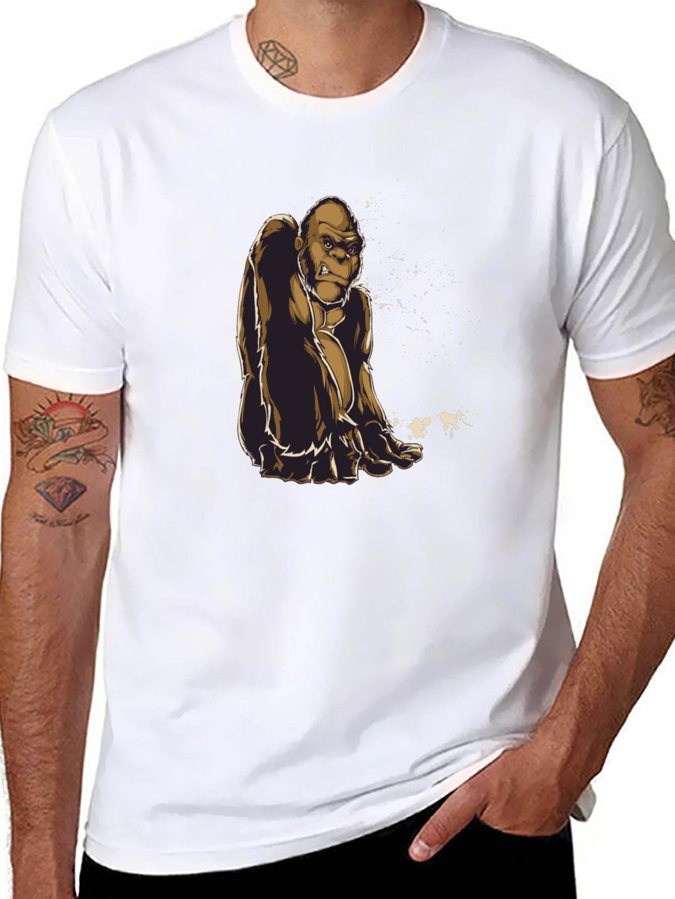 Black Gorilla Graphic Tee - Premium Black Cotton Shirt view 8