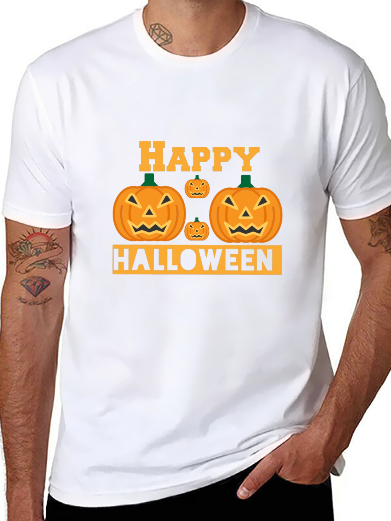 Black Happy Halloween Pumpkin T-Shirt view 8