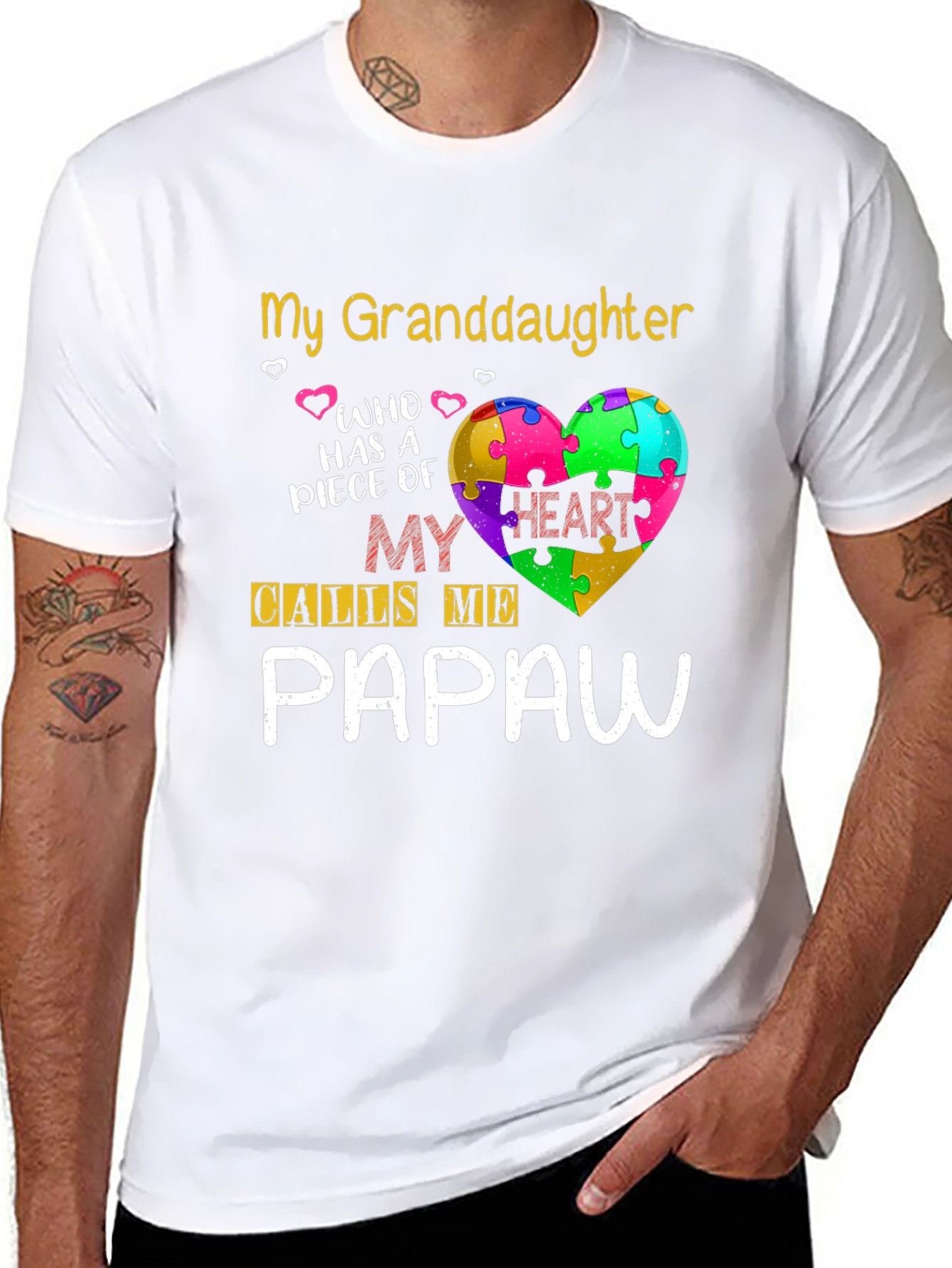Black My Granddaughter Autism Awareness T-Shirt view 8