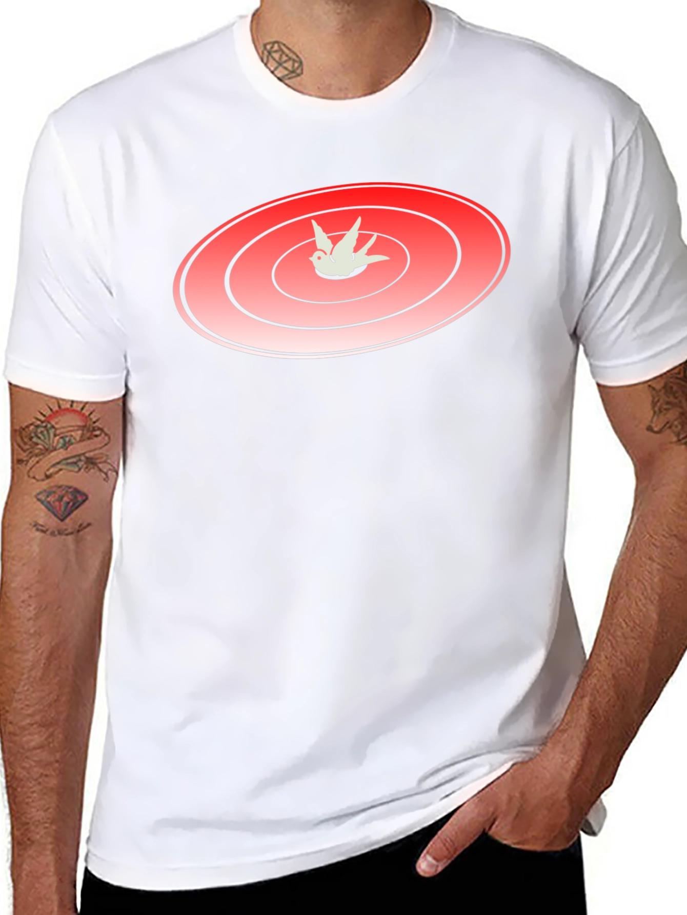 Black Red Target with Bird Graphic T-Shirt view 8