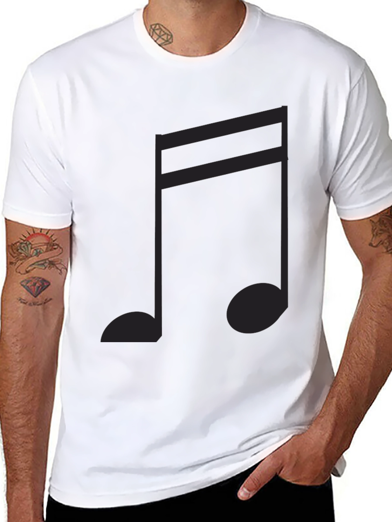Black Musical Note Graphic Tee - Soft Black Cotton T-Shirt view 8