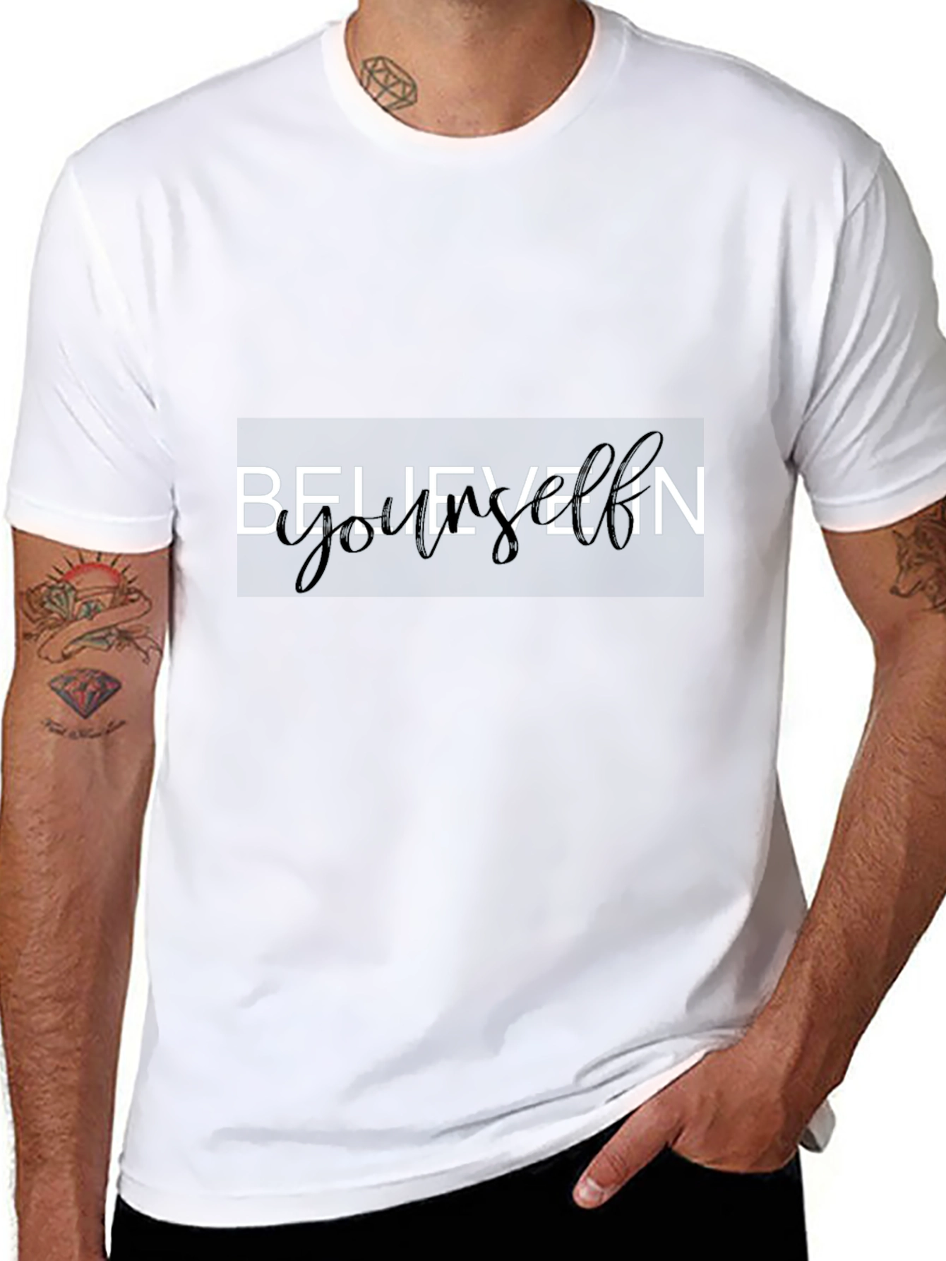 Black Believe In Yourself Black Graphic Tee view 8
