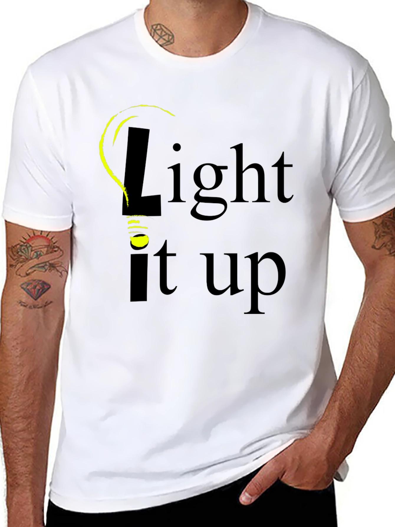 Black Light It Up Graphic Tee - Black Cotton T-Shirt view 8