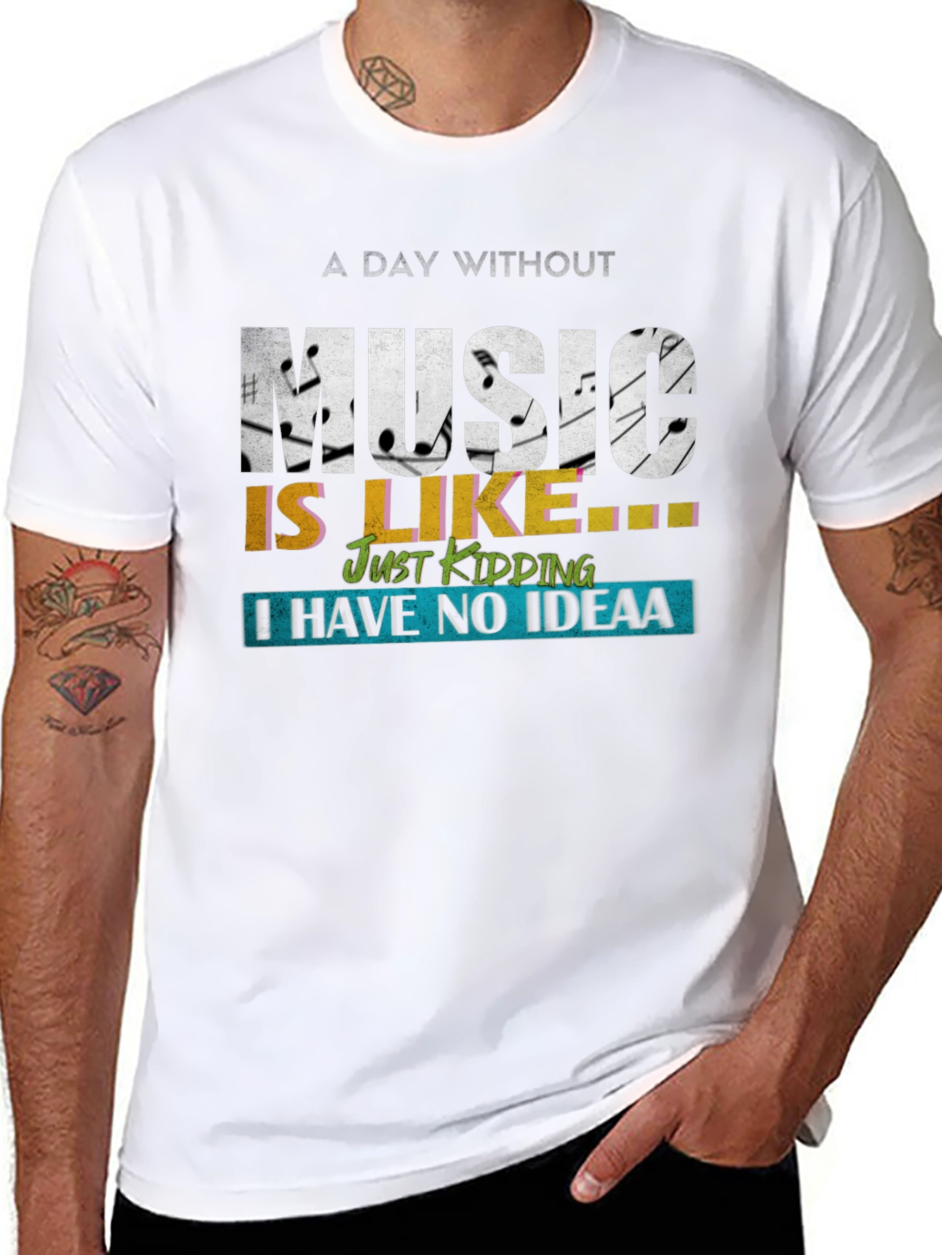 Black Music Lover T-Shirt - Day Without Music Funny Graphic Tee view 8
