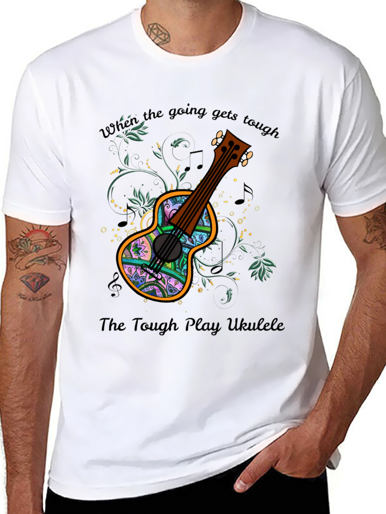 Black Ukulele Graphic Tee - When the Going Gets Tough view 8
