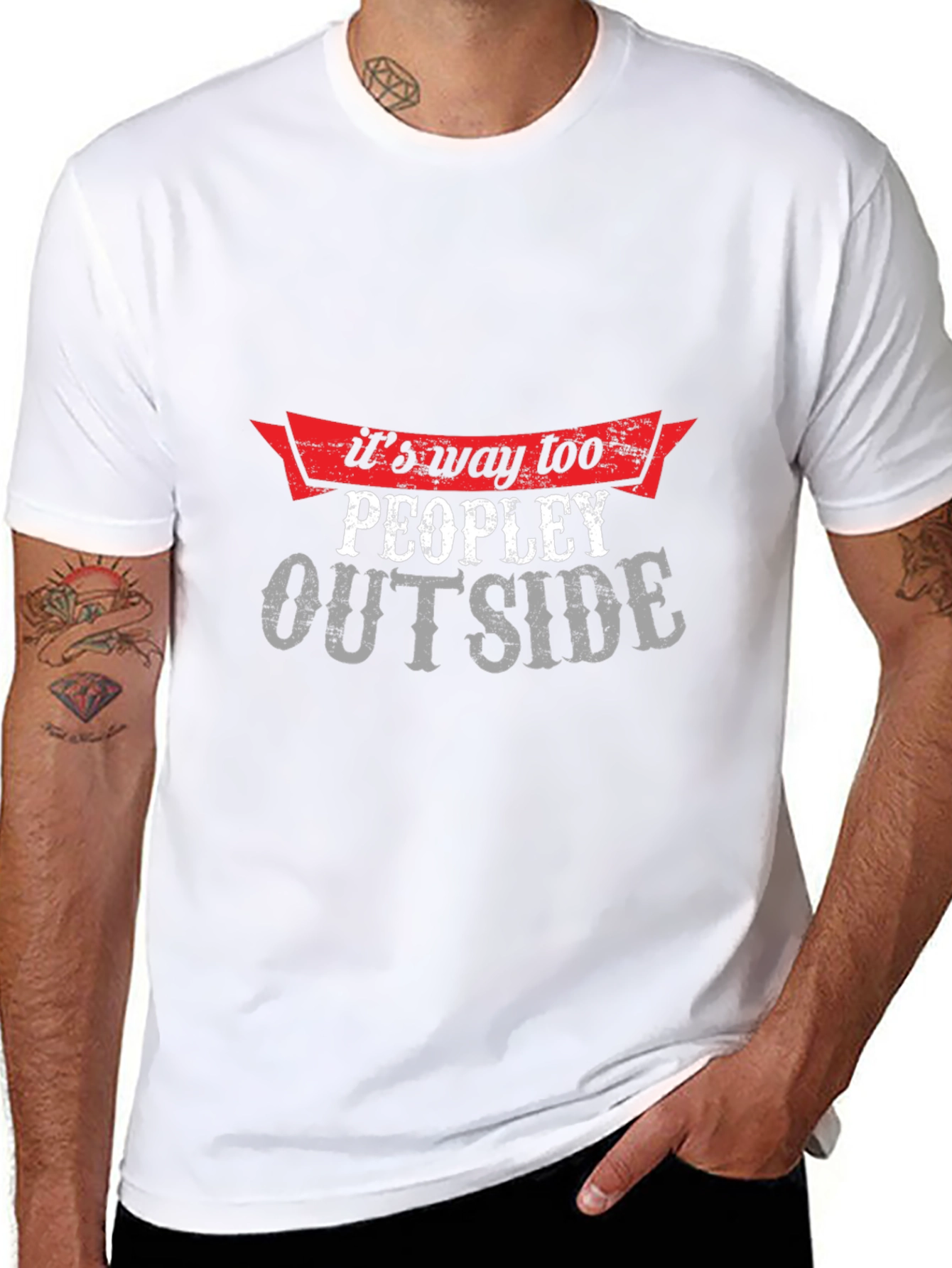 Black It's Way Too Peopley Outside Graphic Tee view 8