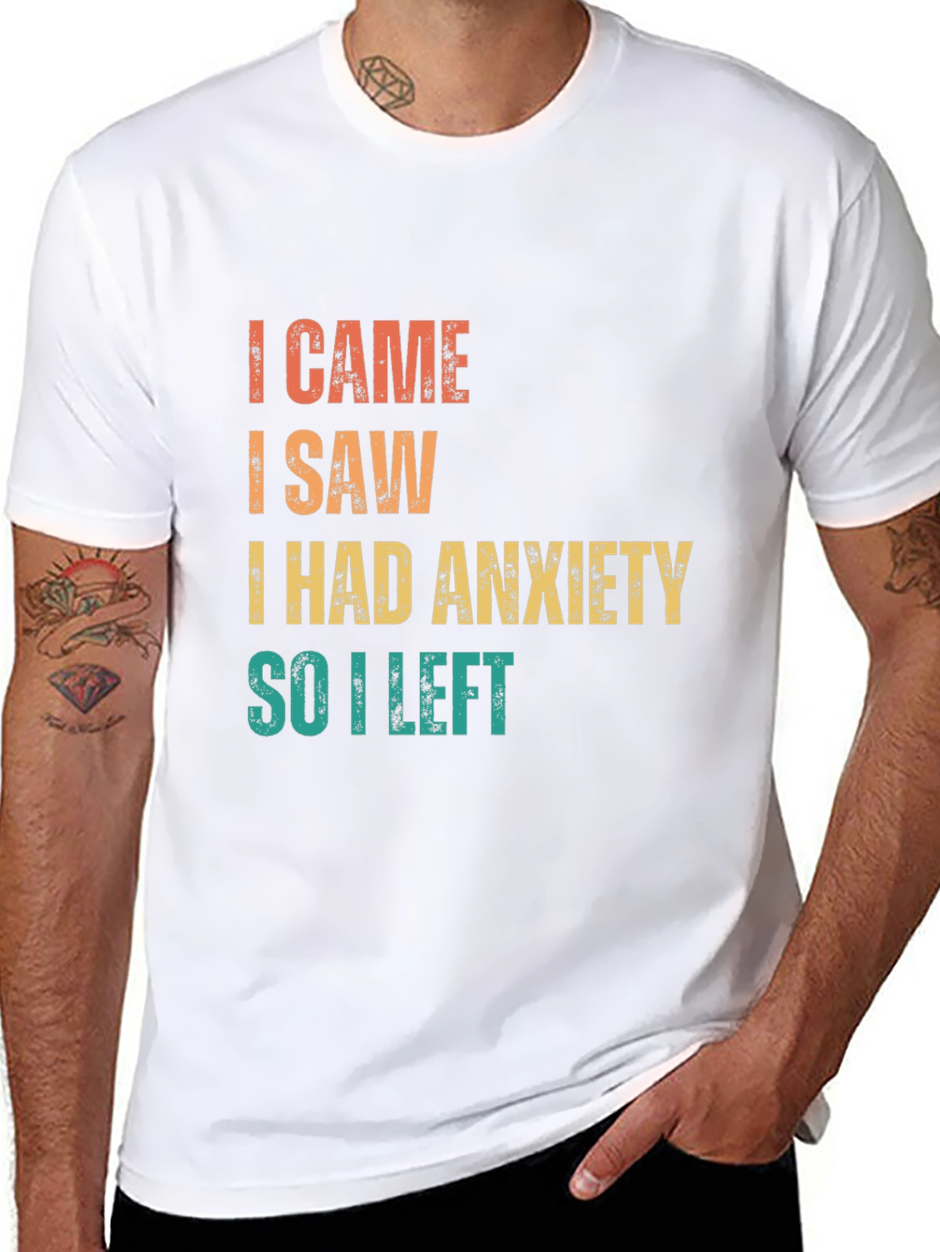 Black I Came, I Saw, Anxiety T-Shirt view 8