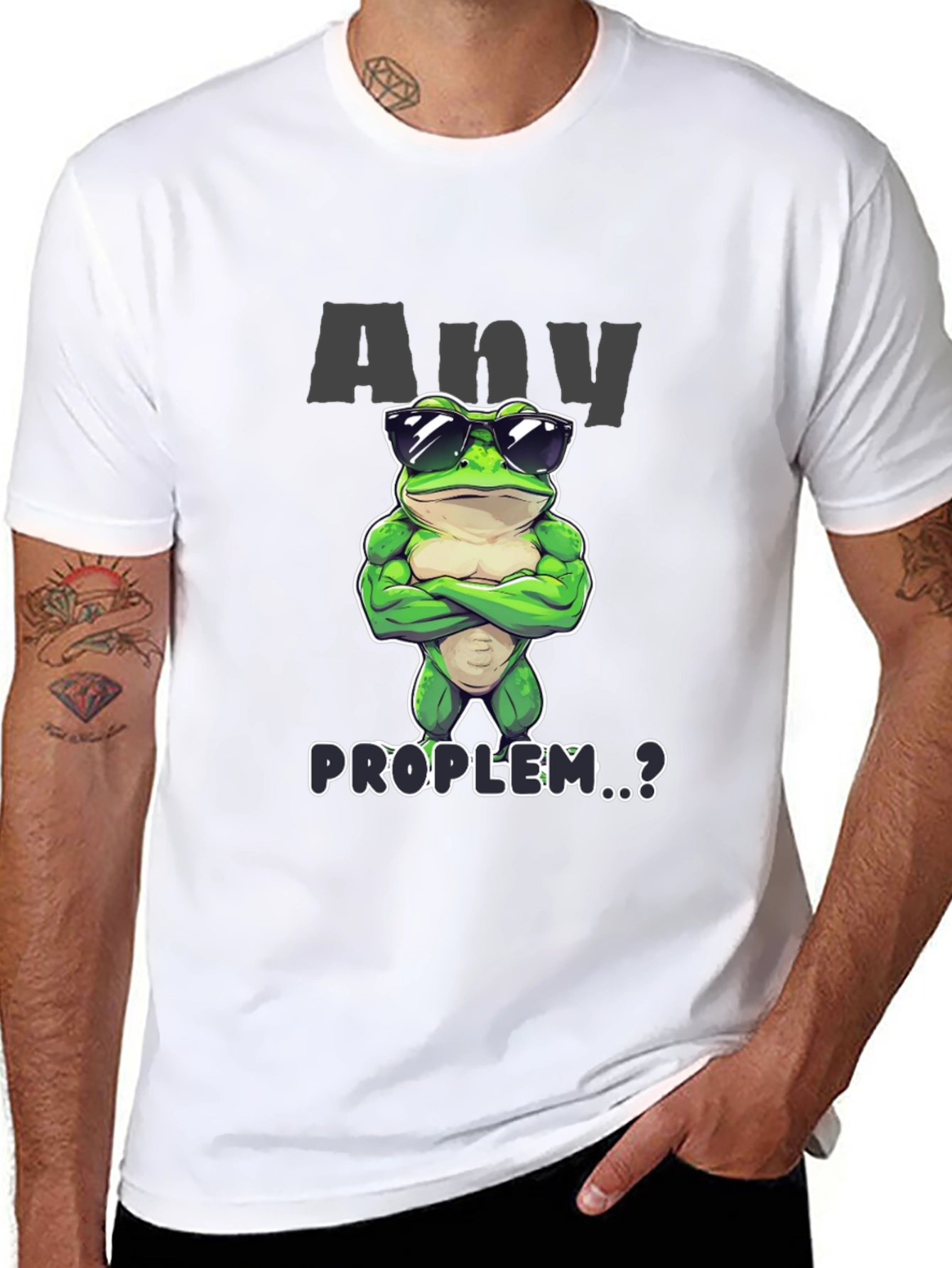 Black Cool Frog Graphic T-Shirt - Any Problem? view 8