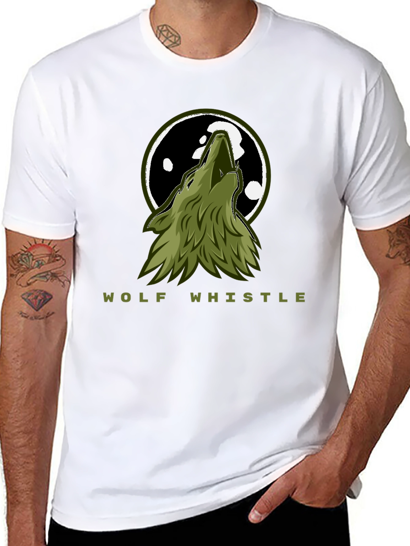 Black Wolf Howl Graphic Tee - Men's Black T-Shirt view 8