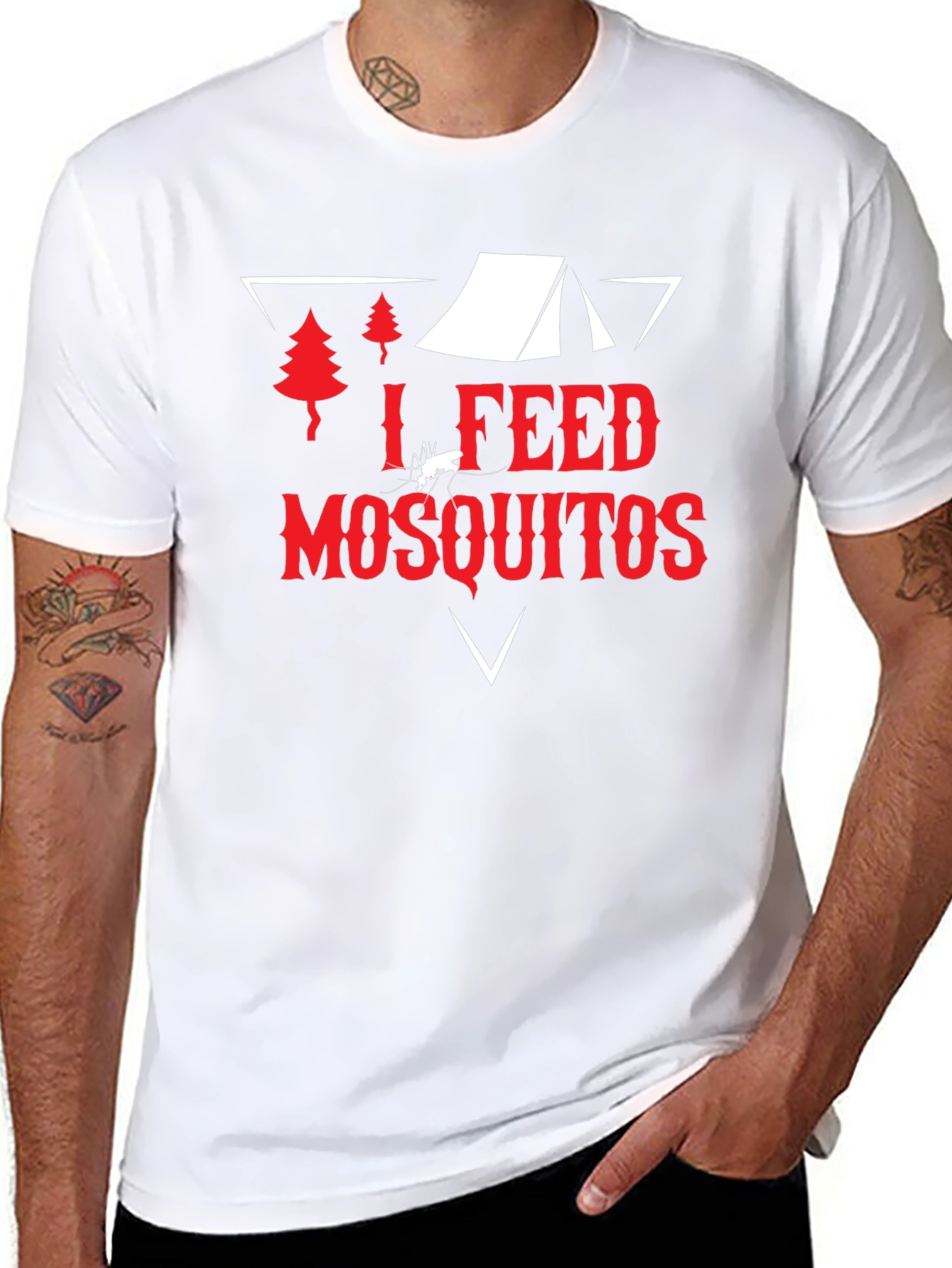 Black I Feed Mosquitos Graphic Tee - Camping Humor T-Shirt view 8