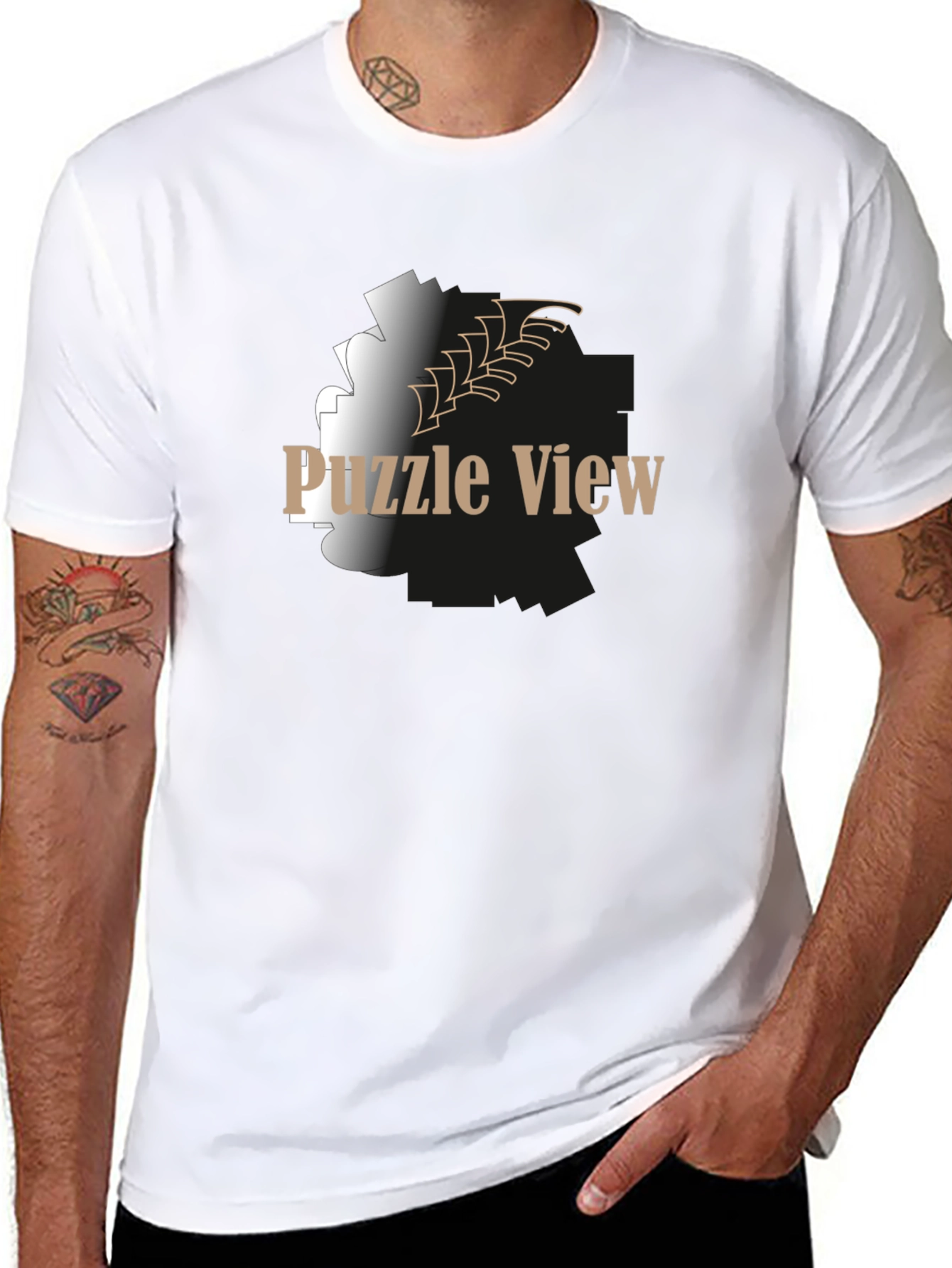 Black Puzzle View Graphic T-Shirt view 8