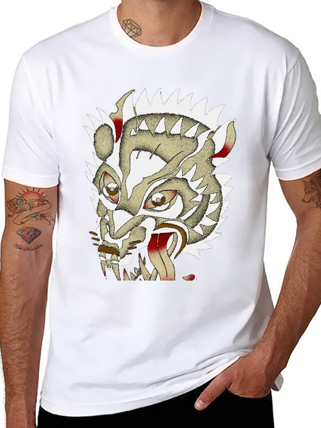 Black Unique Graphic Badger Tee - Men's Black Cotton T-Shirt view 8