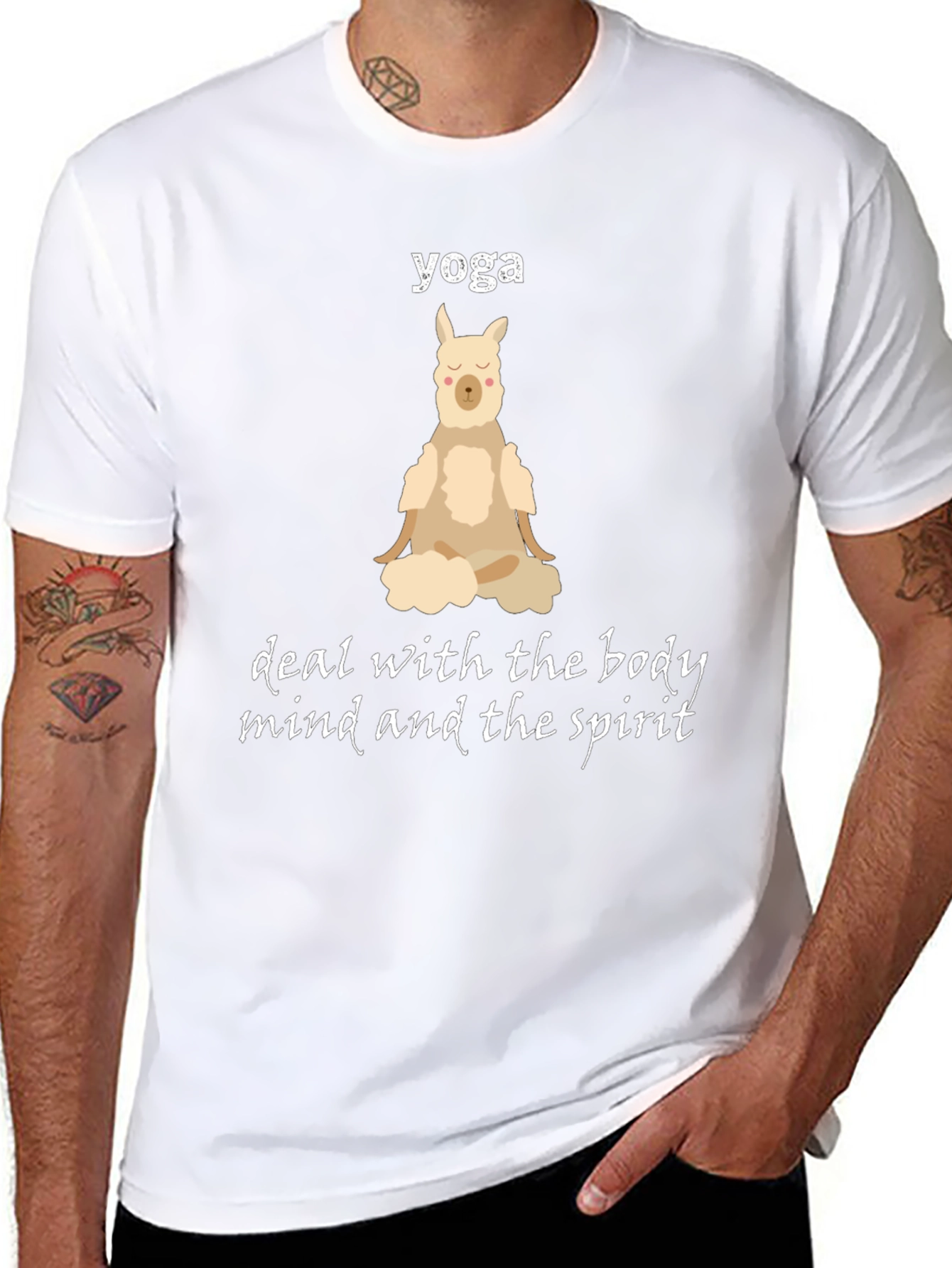 Black Yoga Llama T-Shirt - Body, Mind, Spirit view 8