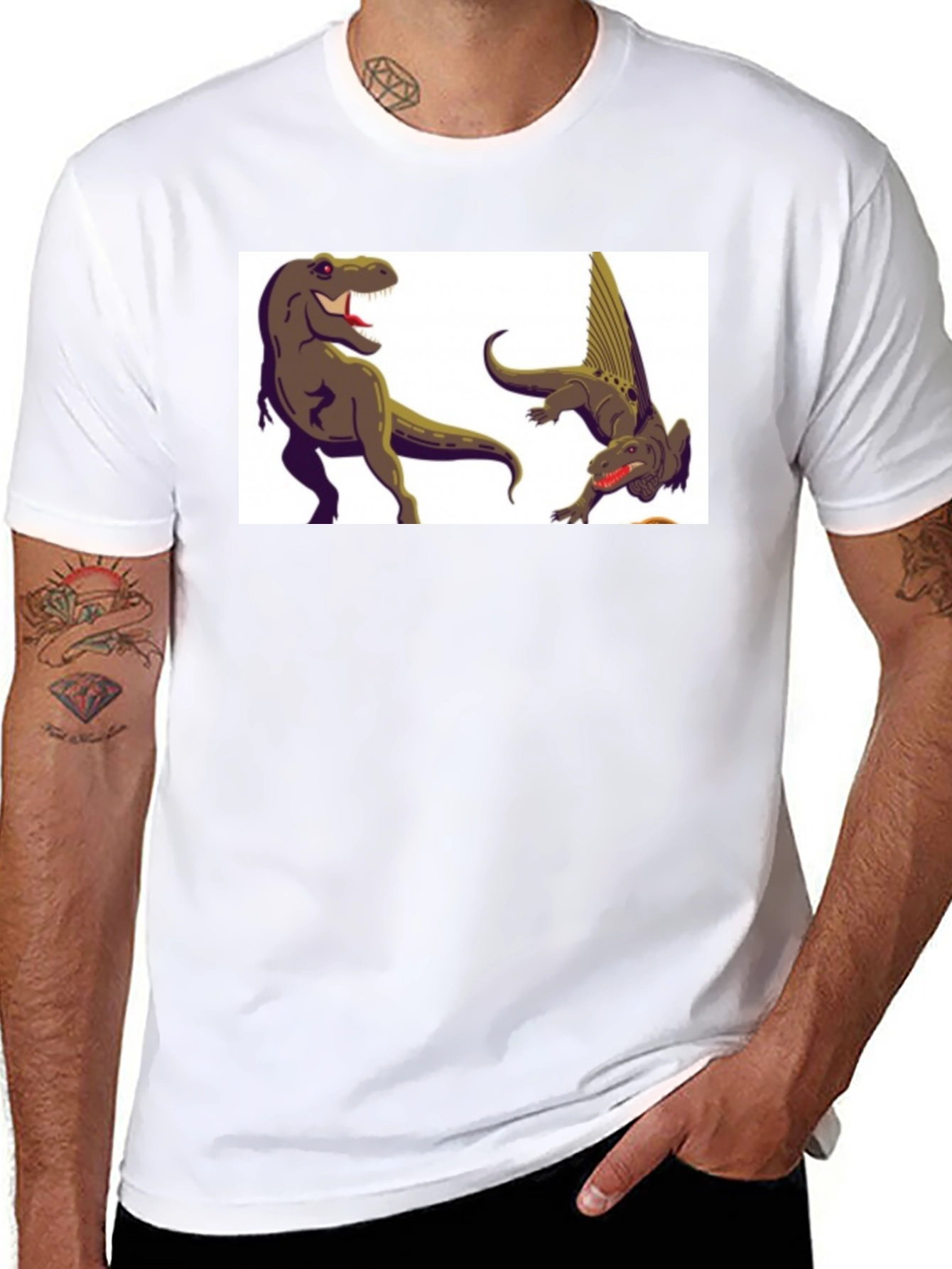 Black Dinosaur Graphic Tee - Black Cotton T-Shirt view 8