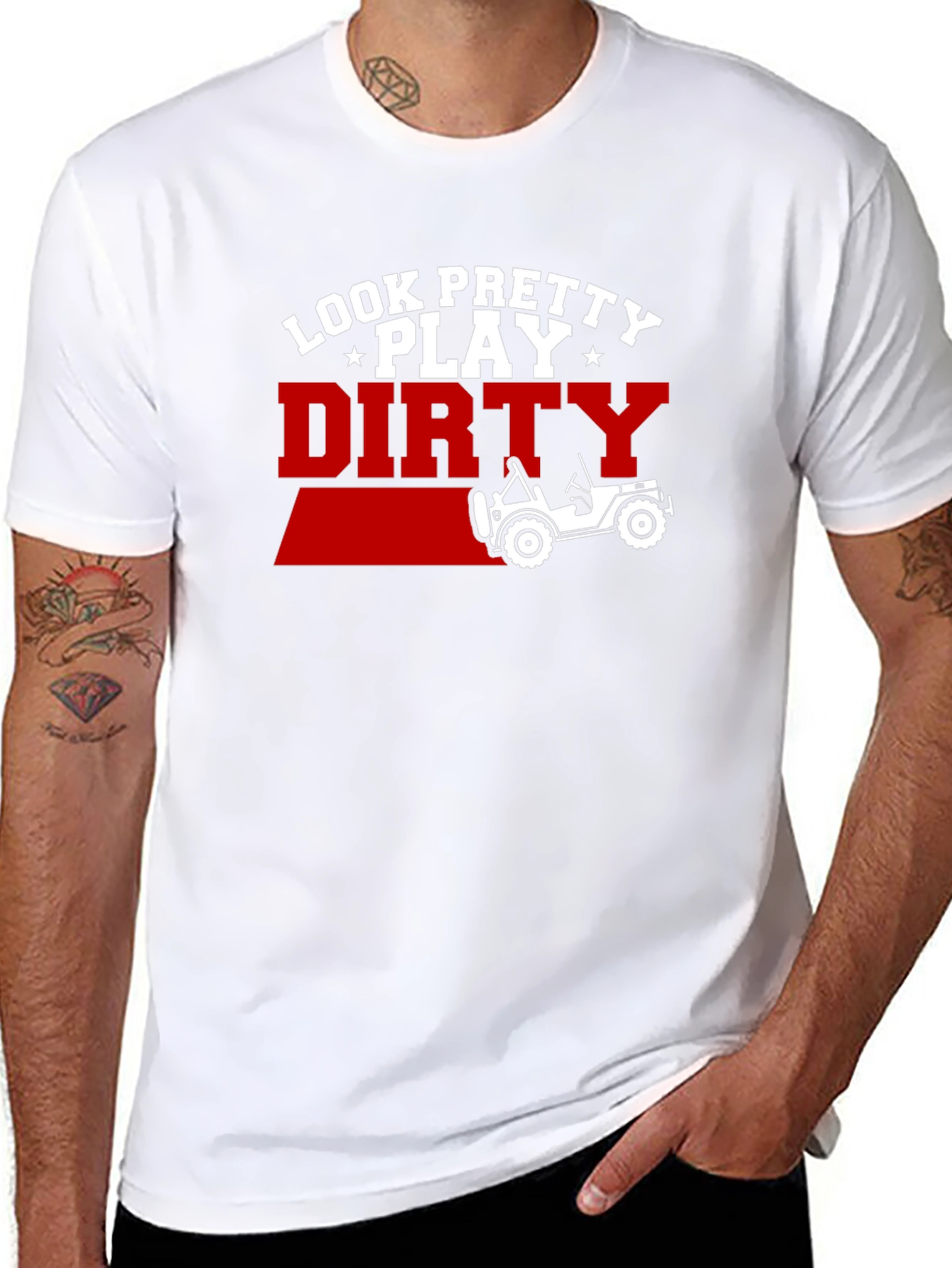 Black Look Pretty Play Dirty Jeep T-Shirt view 8
