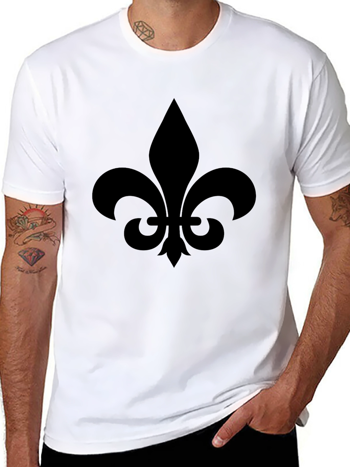 Black Fleur-de-lis Graphic Tee - Black Casual Style view 8