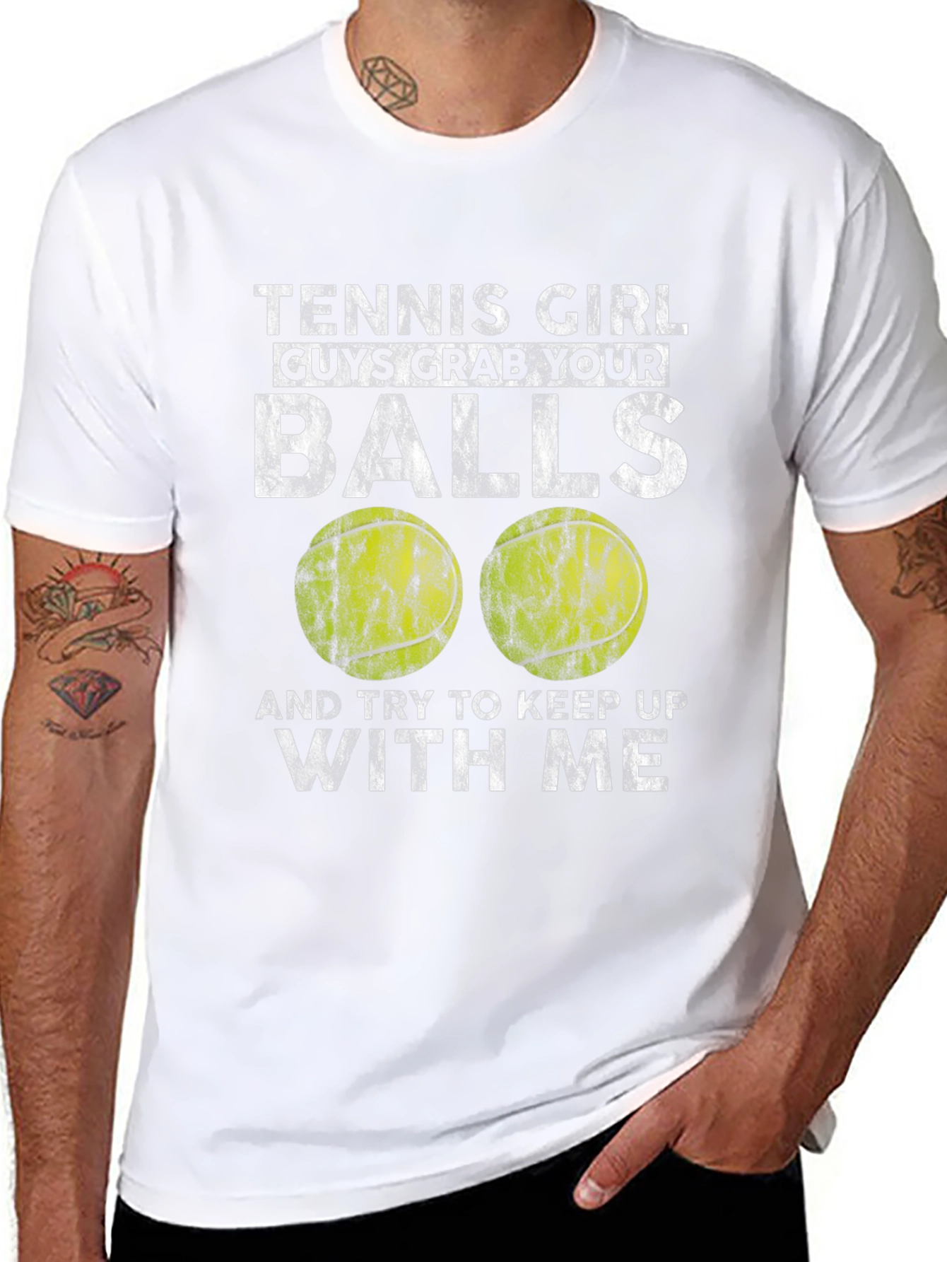 Black Tennis Girl Grab Your Balls Graphic Tee view 8
