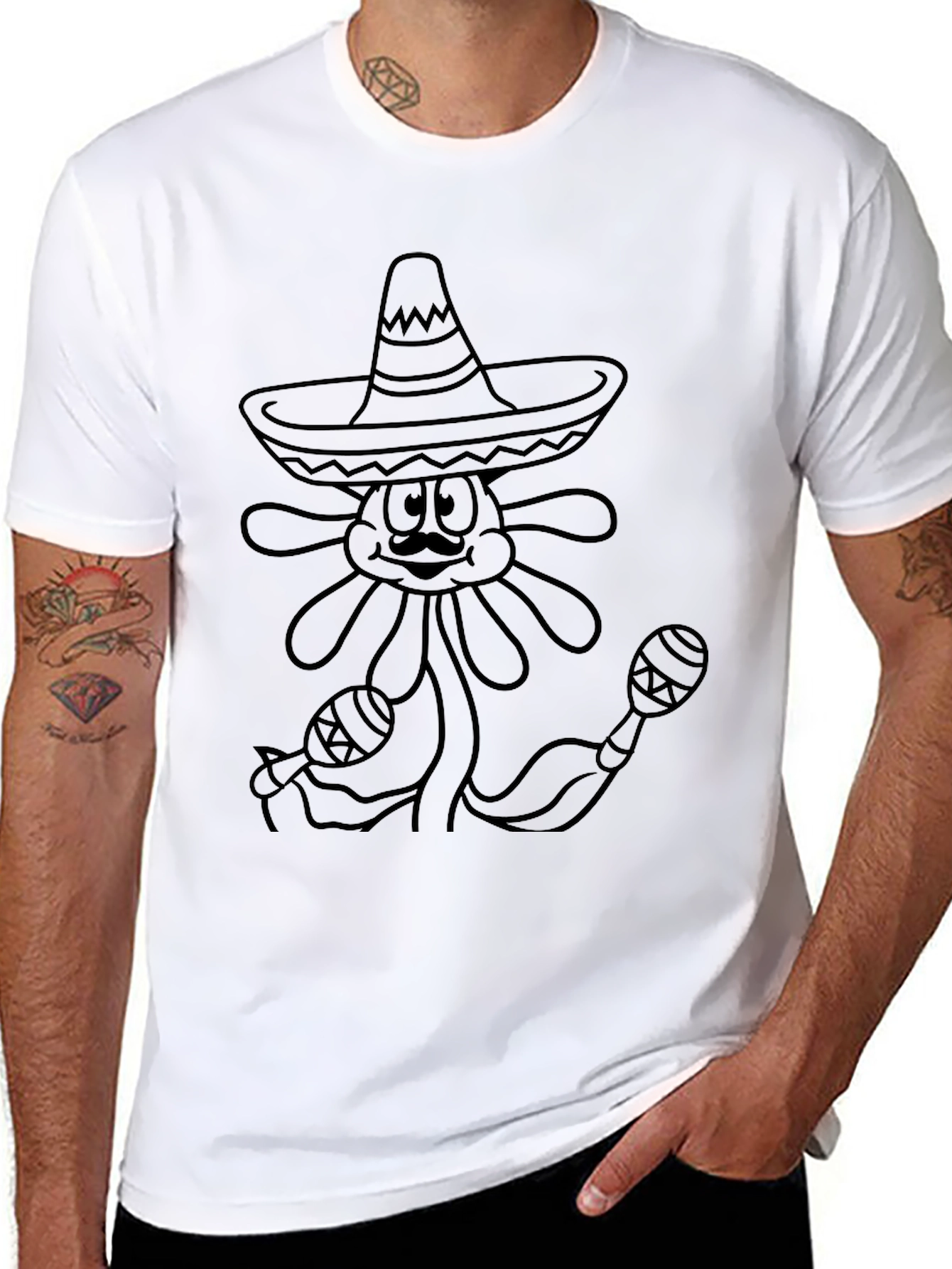 Fun Flower Sombrero Graphic Tee - 8