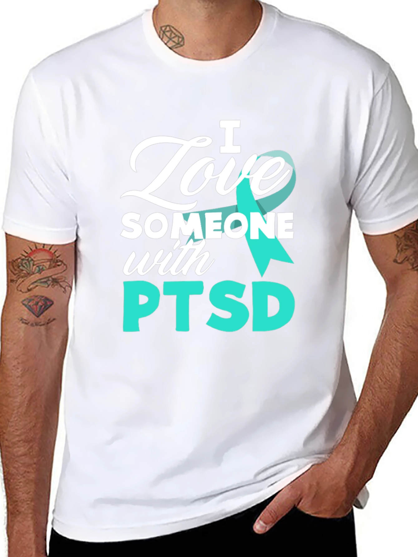 I Love Someone with PTSD Awareness Ribbon T-Shirt - 8