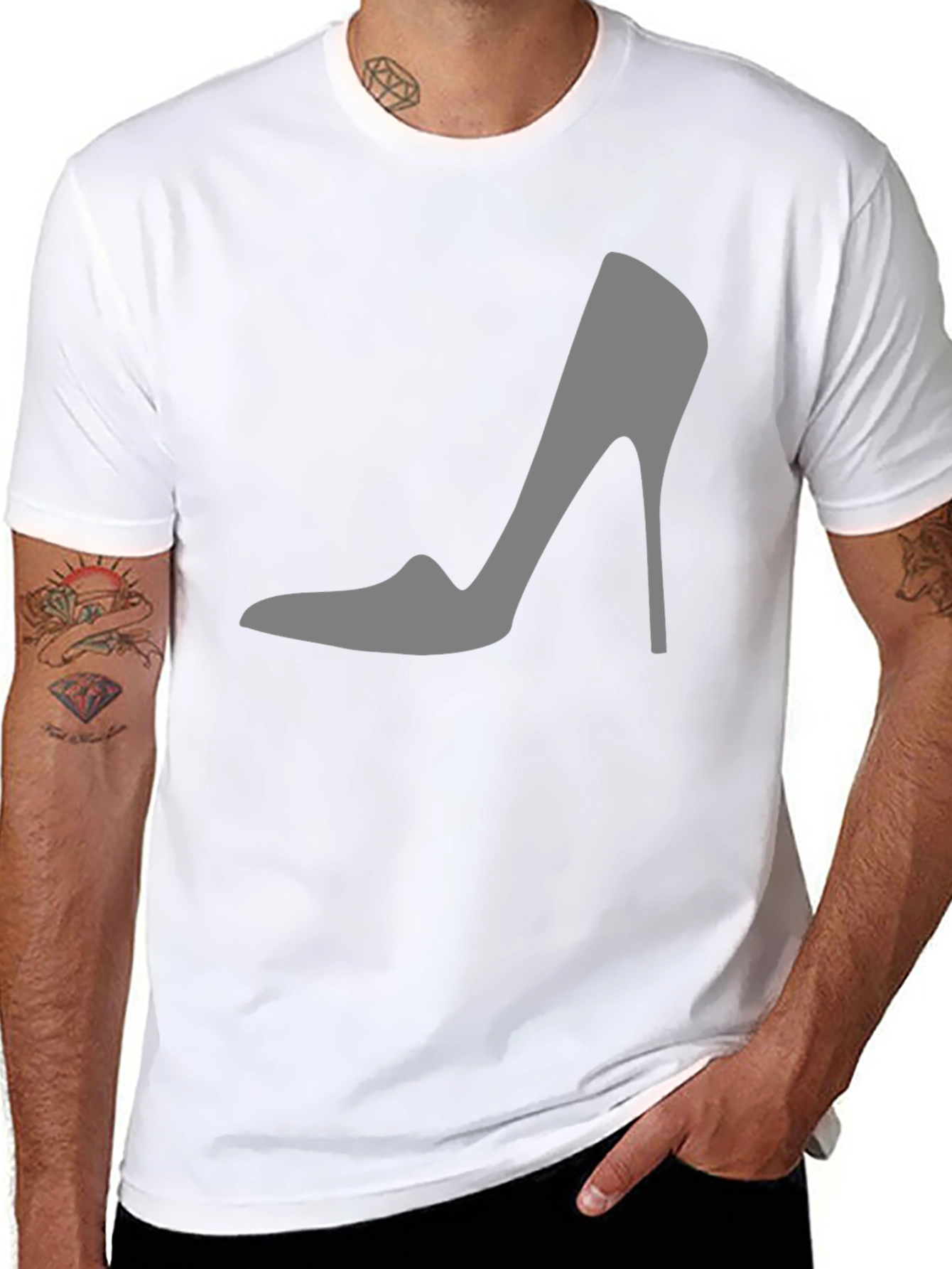 Black High Heel Shoe Graphic Tee - Stylish Men's Casual Wear view 8
