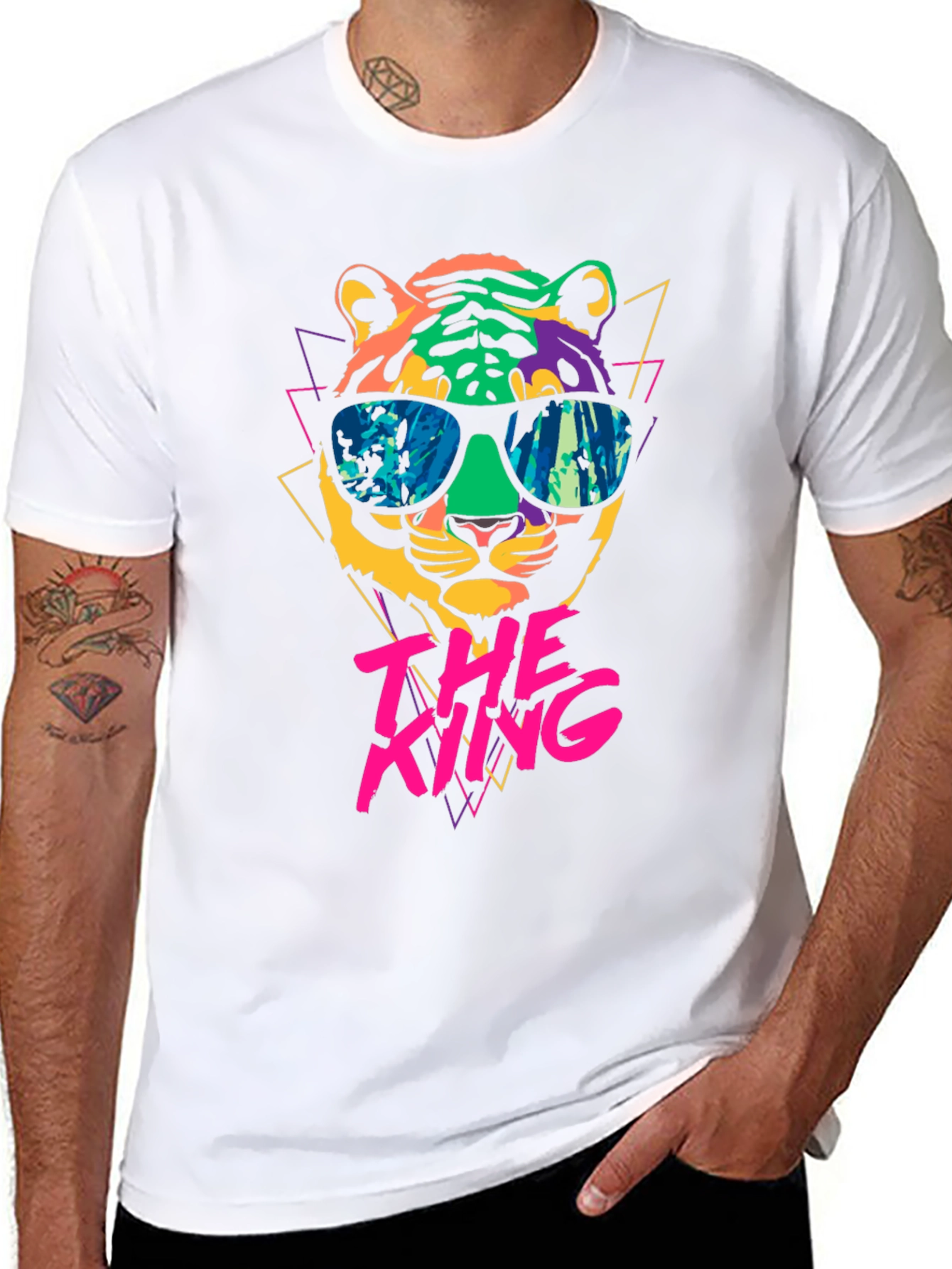 Black Cool Tiger Graphic Tee - The King view 8
