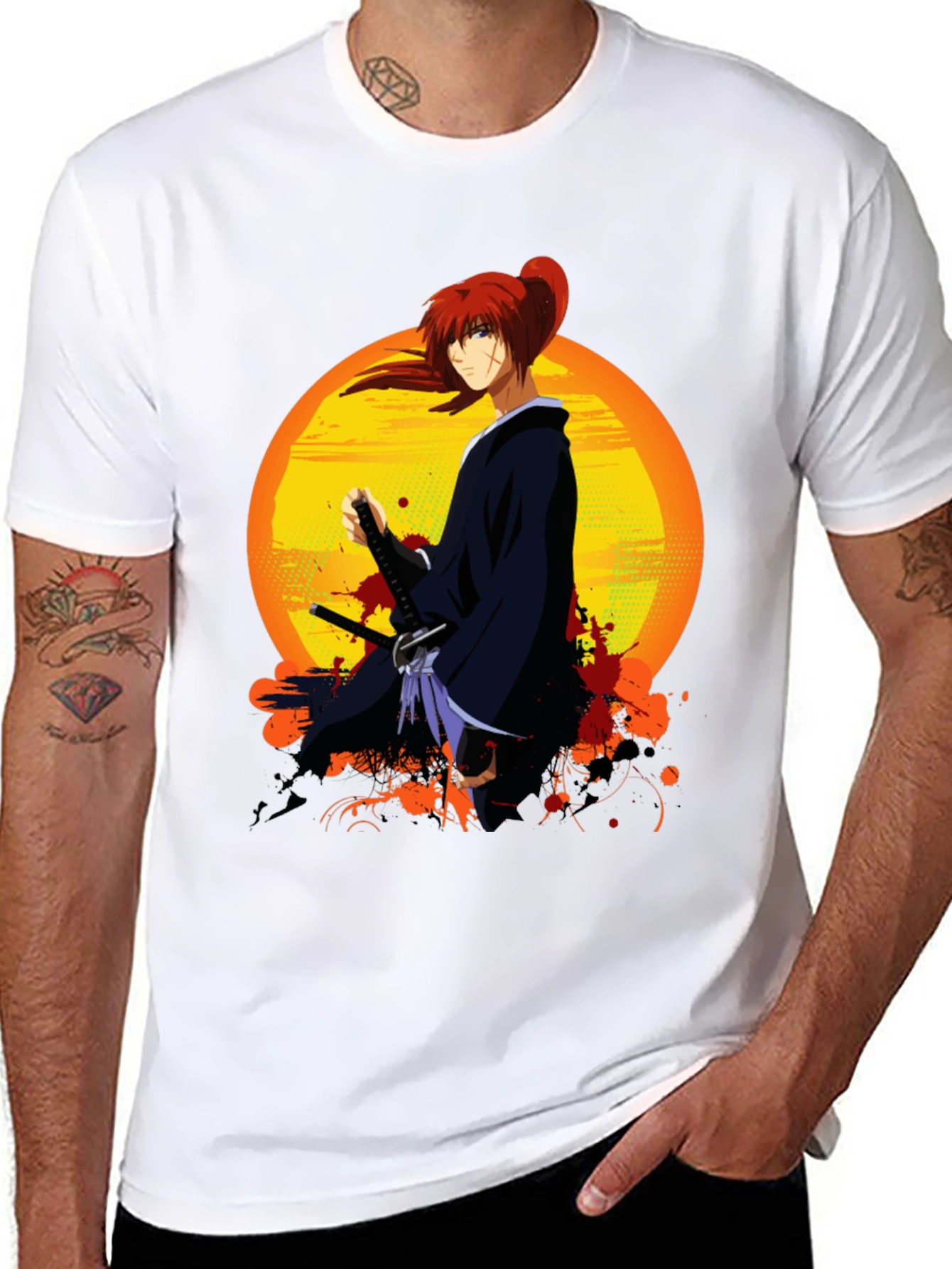 Black Anime Warrior T-Shirt view 8