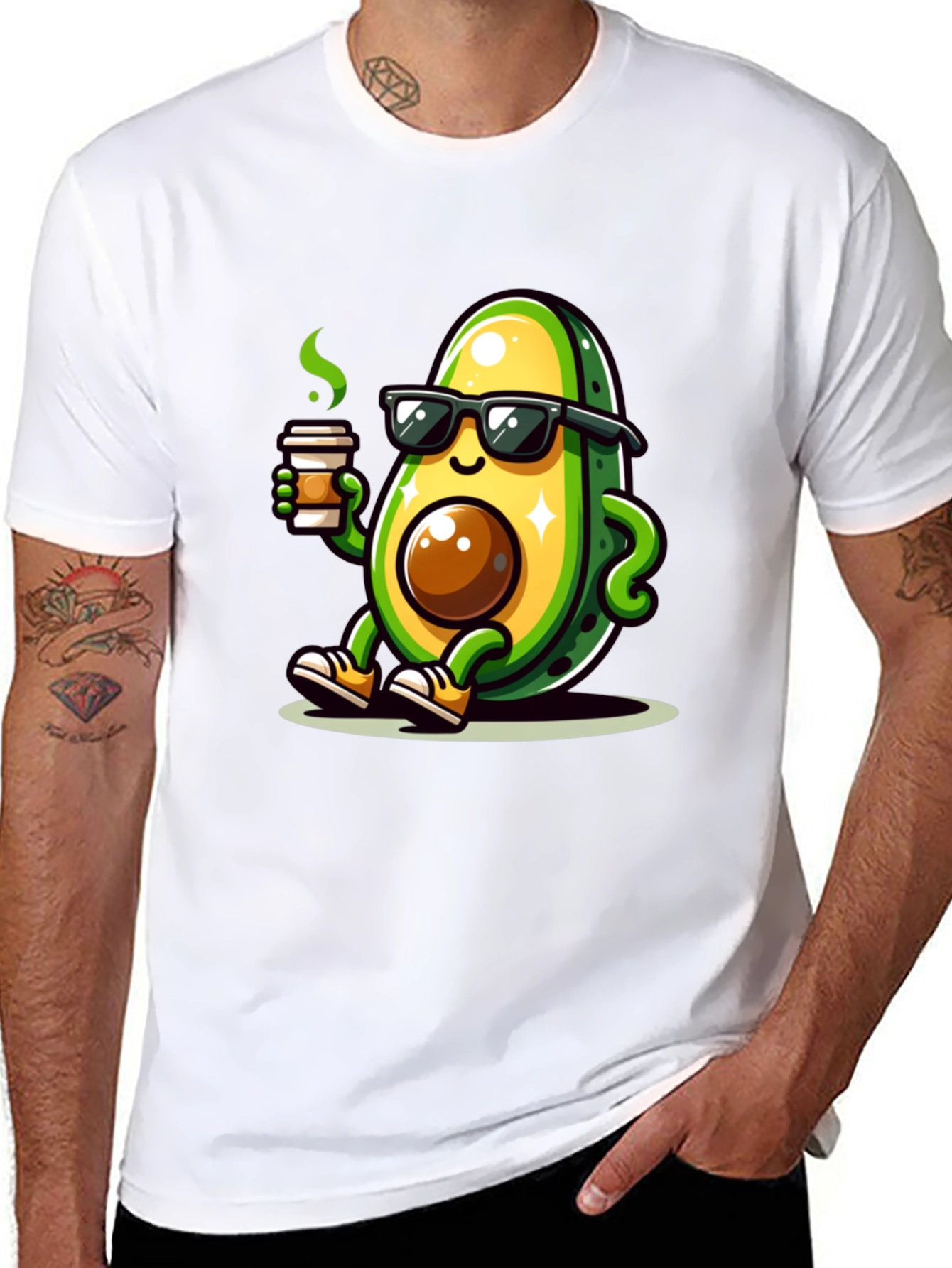 Black Cool Avocado Coffee T-Shirt view 8