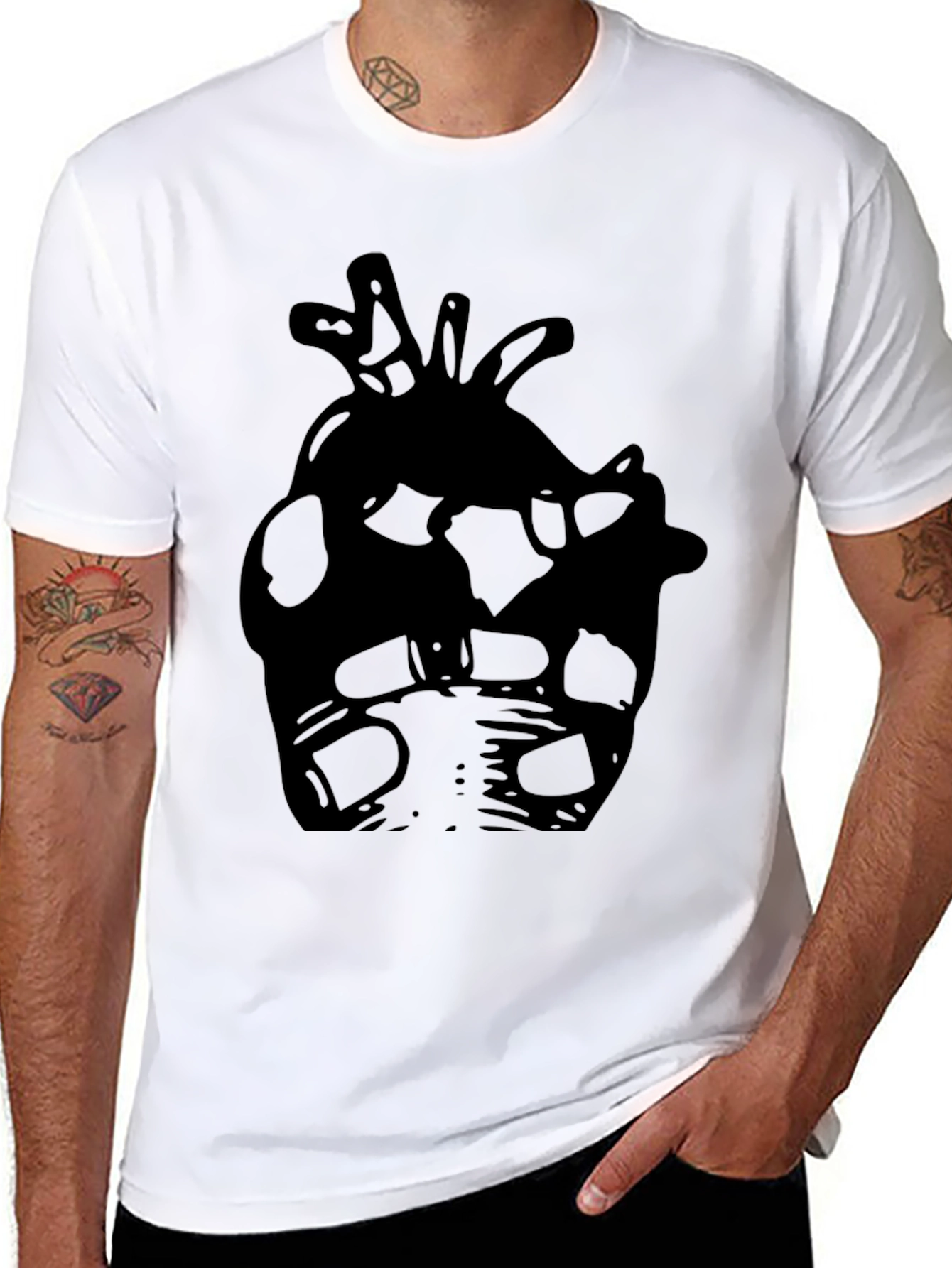 Black Unique Abstract Print Black T-Shirt view 8