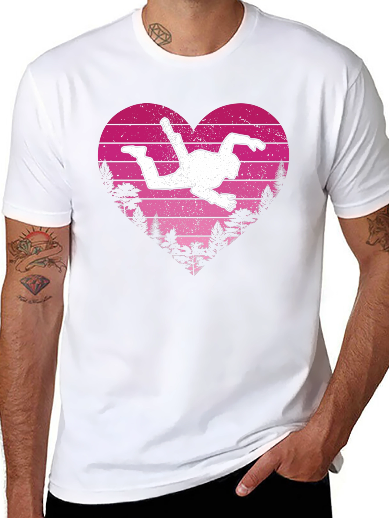 Black Skydiving Heart T-Shirt - Black Tee view 8