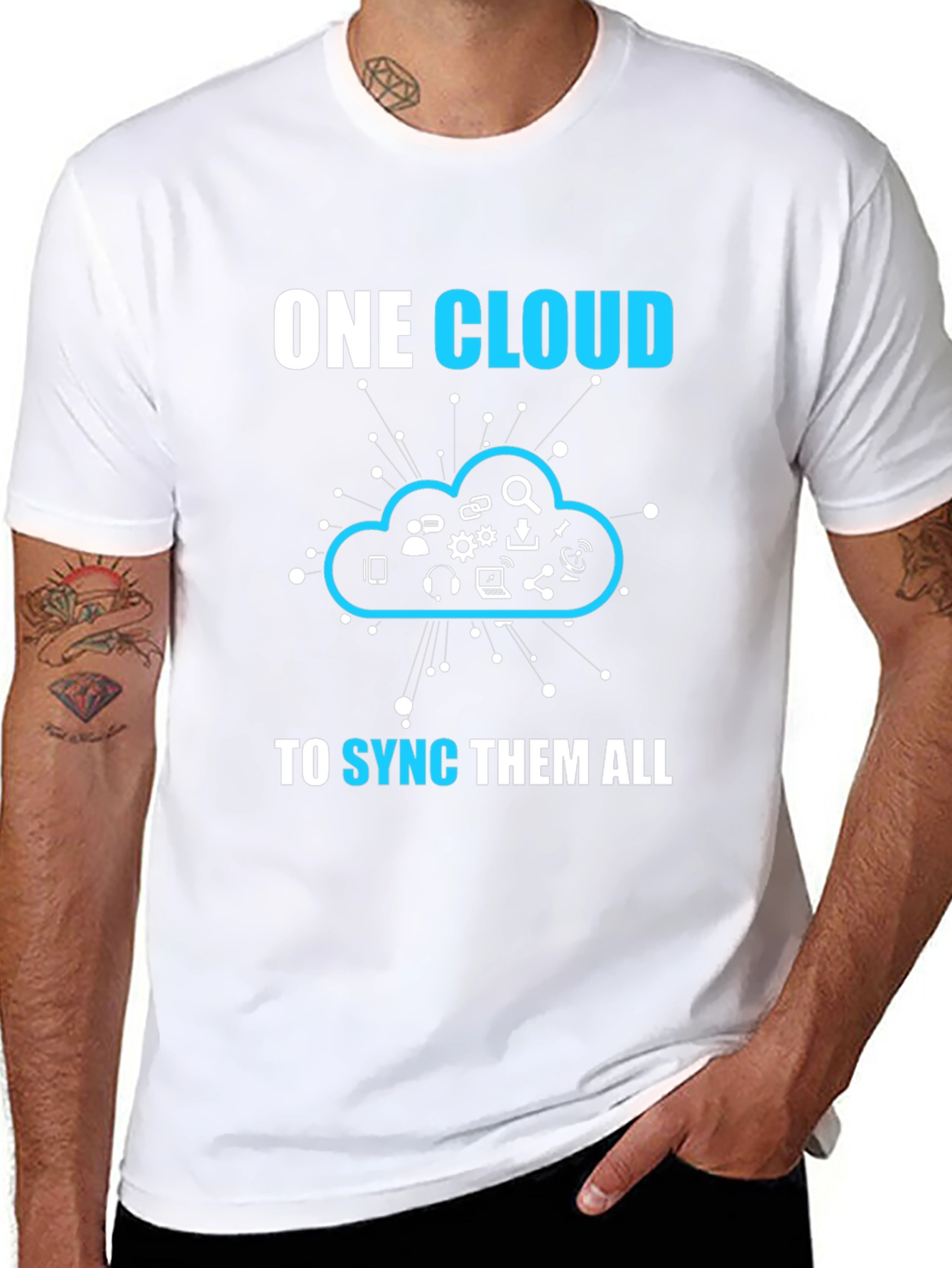 Black One Cloud to Sync Them All T-Shirt view 8