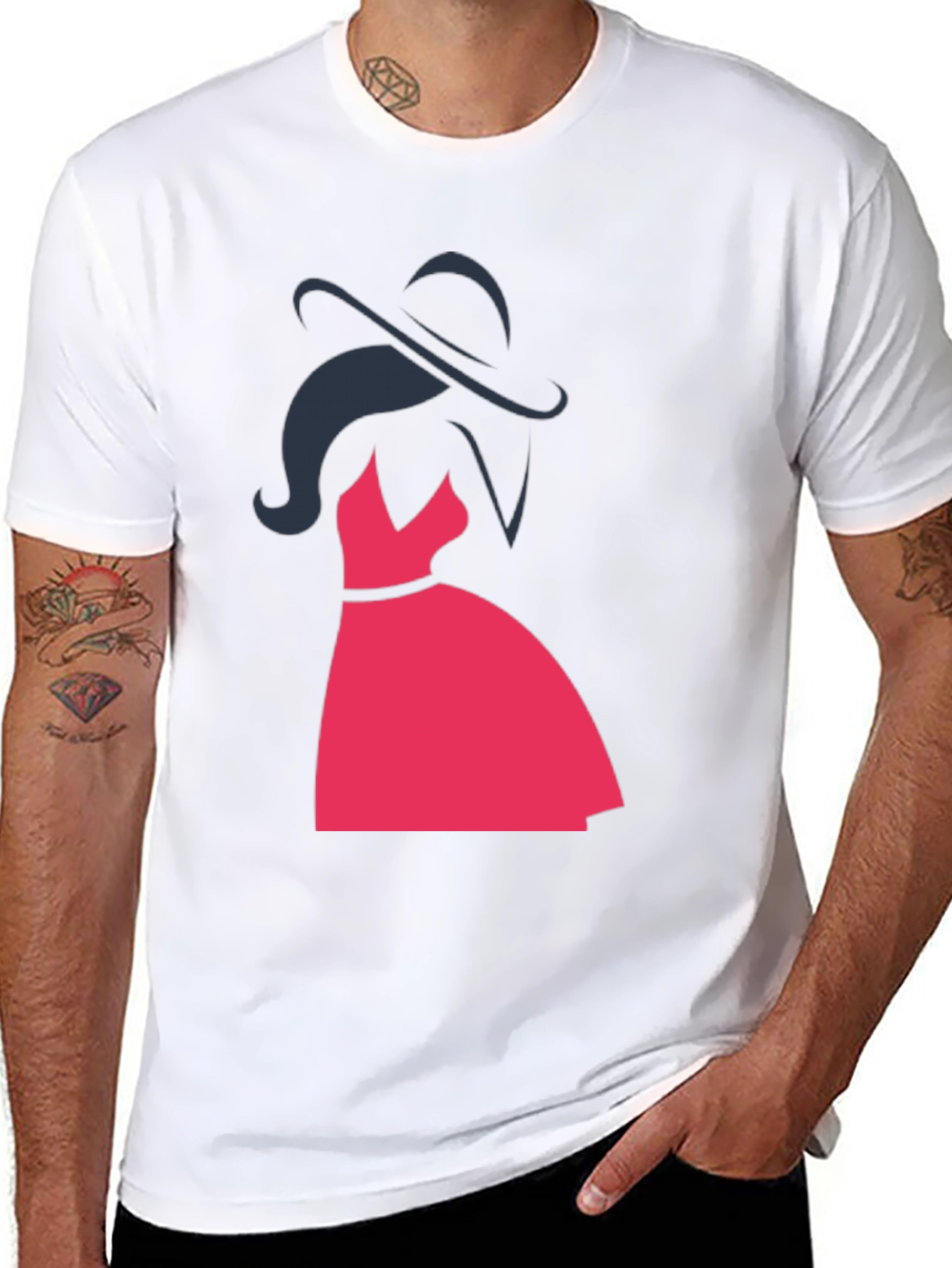 Black Silhouette Lady in Red Dress Graphic Tee - Black view 8