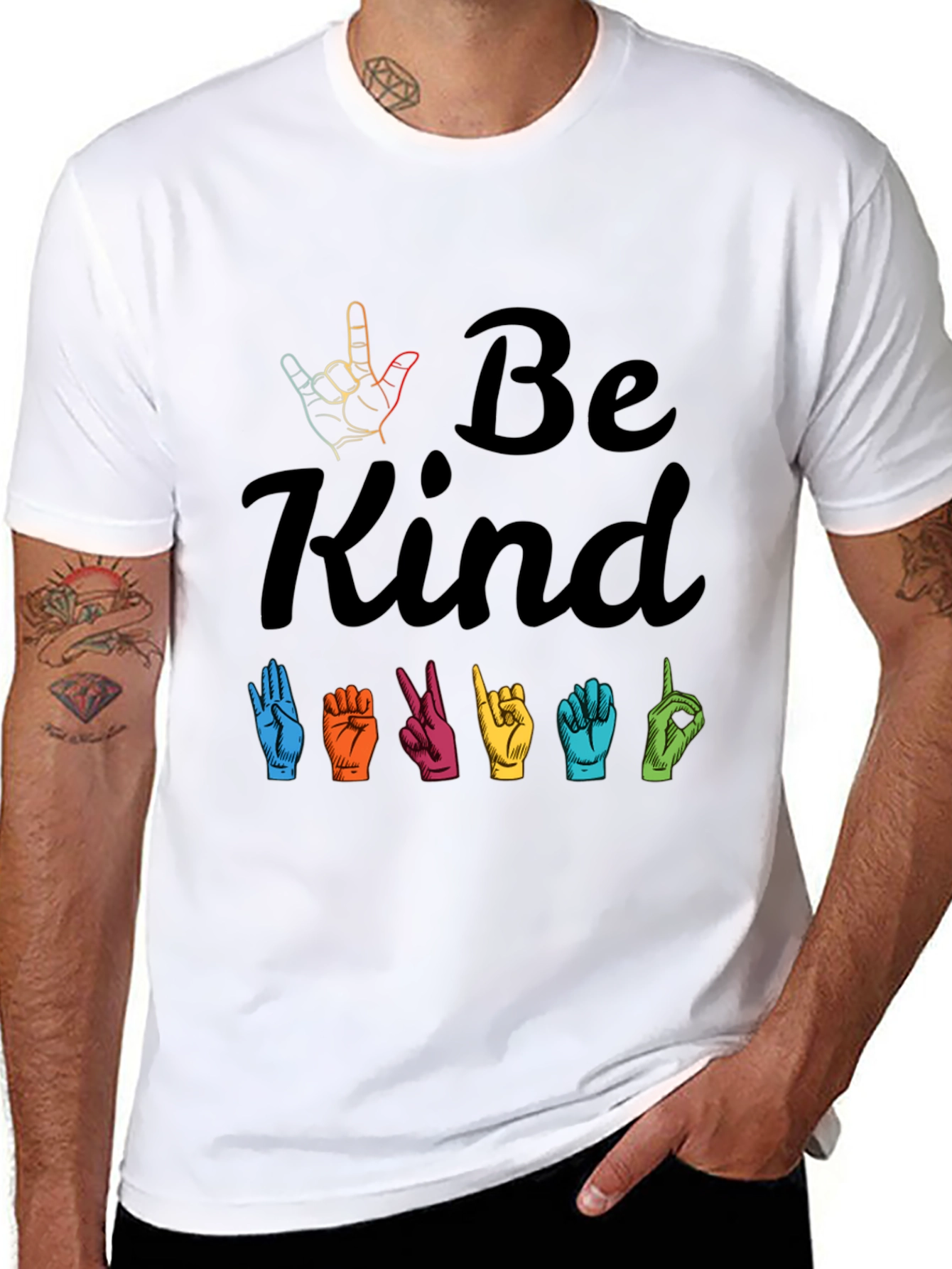 Black Be Kind ASL Graphic T-Shirt view 8