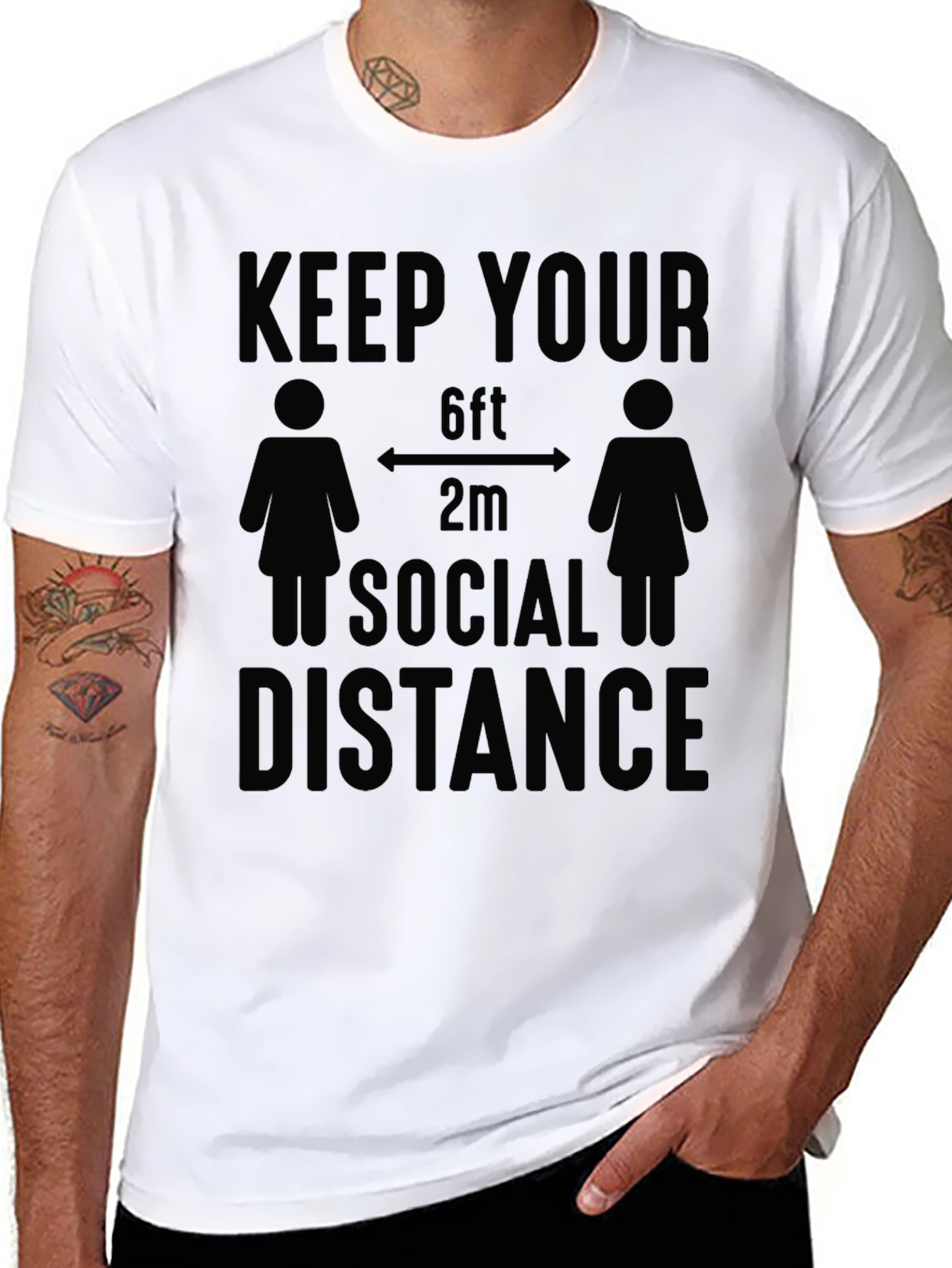 Black Keep Your Distance Graphic Tee - Social Distancing Humor view 8