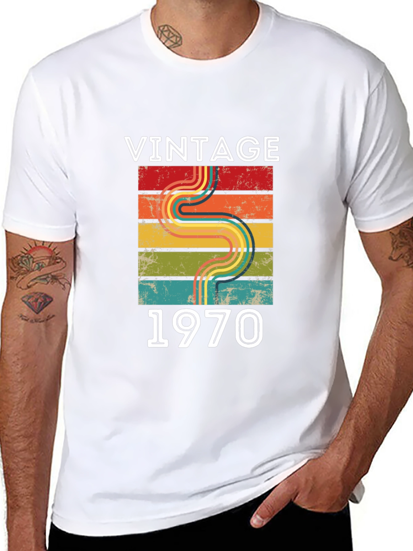 Black Vintage 1970 Retro Style T-Shirt view 8