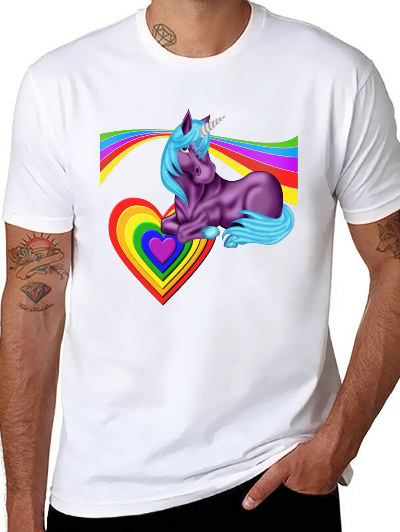 Black Rainbow Unicorn Heart T-Shirt - Fun & Unique Graphic Tee view 8