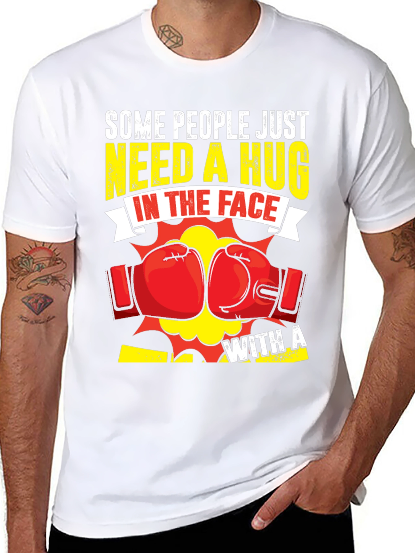 Black Funny Boxing "Hug In The Face" Graphic Tee view 8