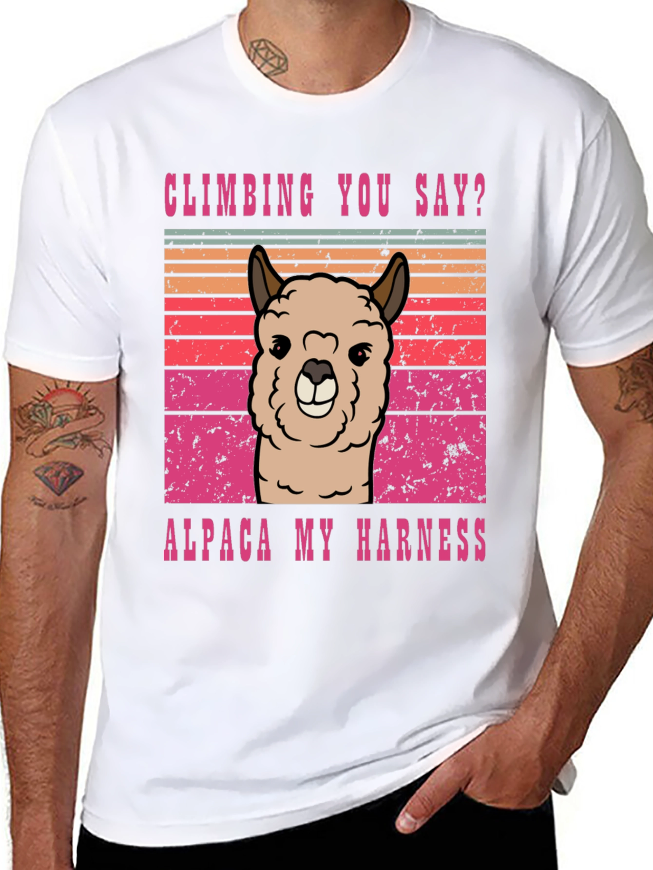 Black Climbing Alpaca T-Shirt - Alpaca My Harness view 8