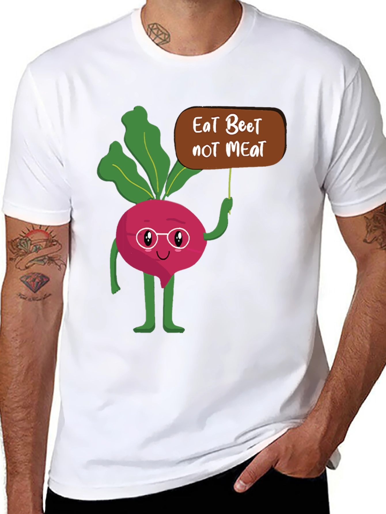 Black Eat Beet Not Meat Graphic T-Shirt view 8