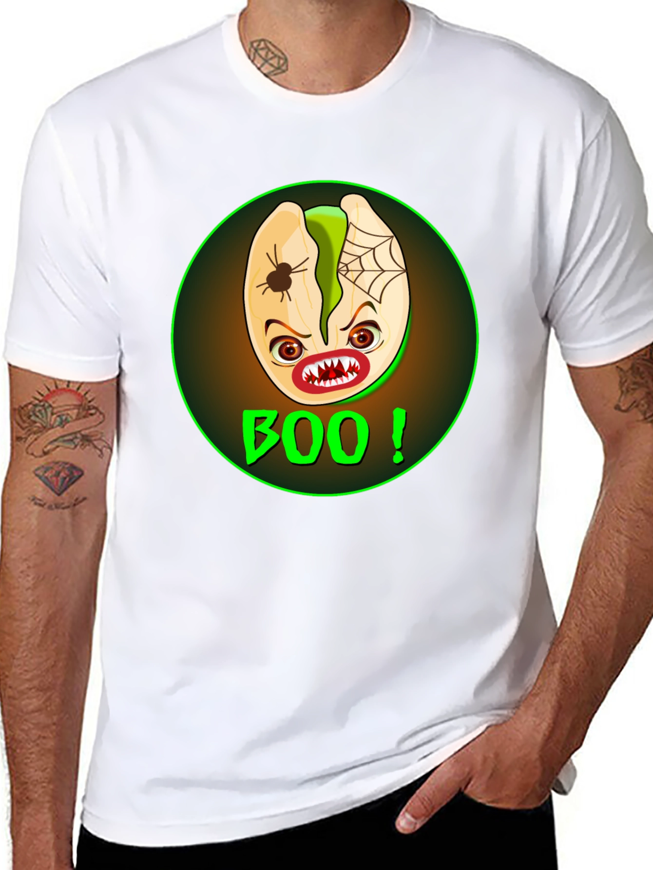 Black Spooky Pistachio Halloween T-Shirt view 8