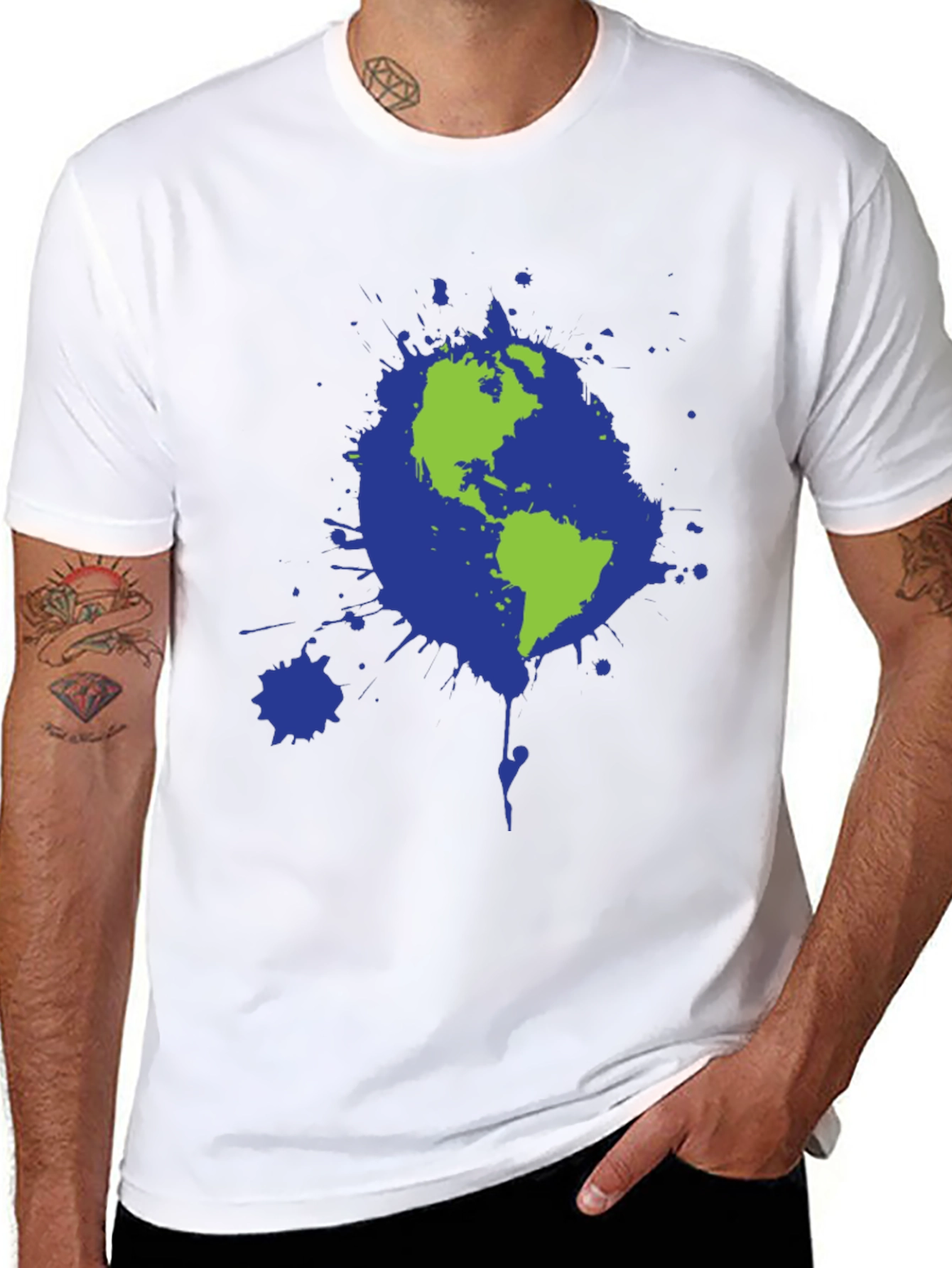 Black Earth Splatter Graphic Tee - Black Cotton T-Shirt view 8