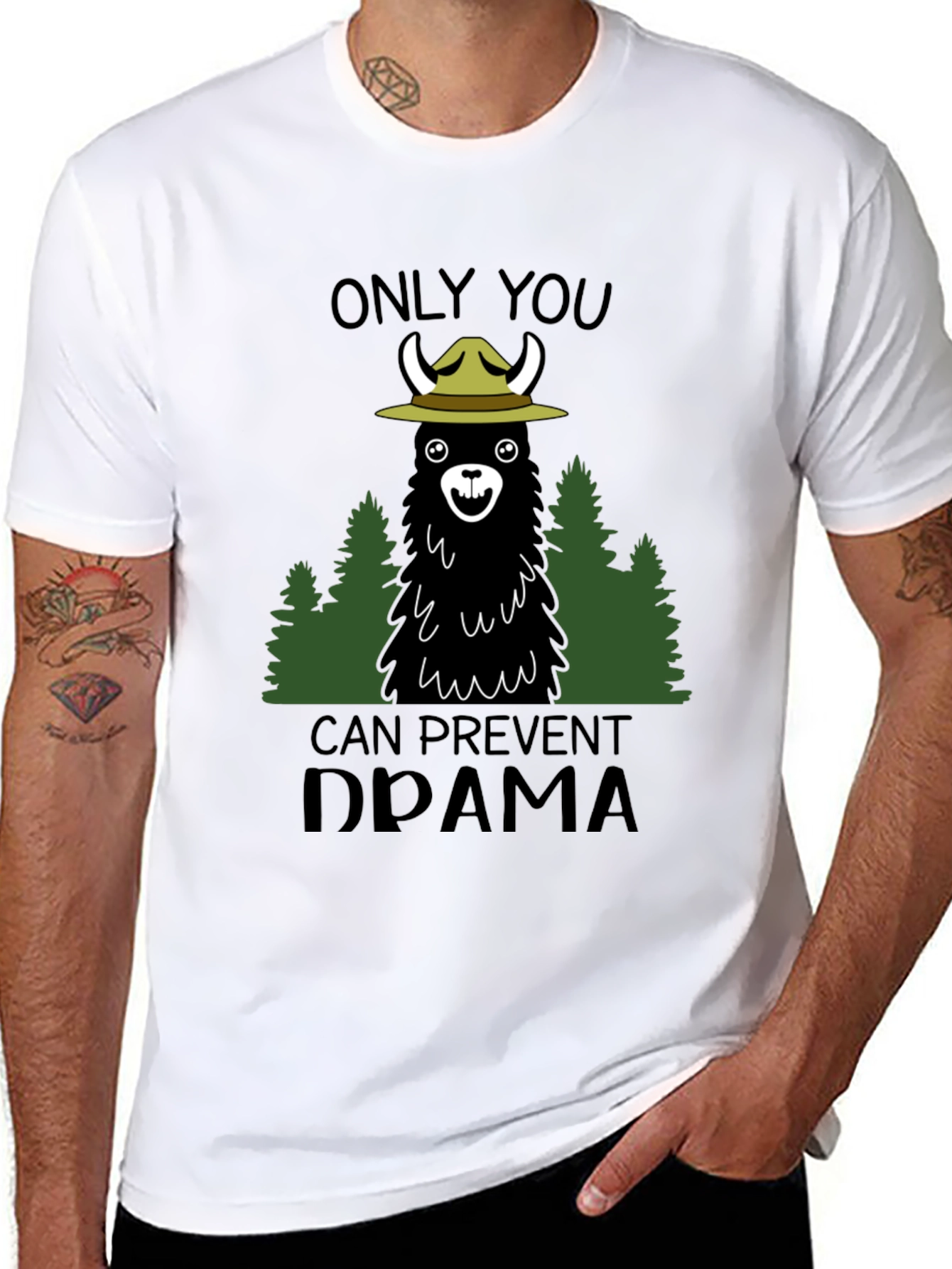 Black Llama Forest Ranger Graphic T-Shirt - Prevent Drama view 8