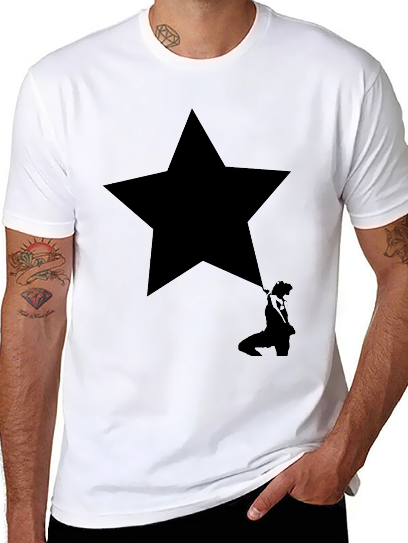 Black Star Silhouette Graphic Black T-Shirt view 8