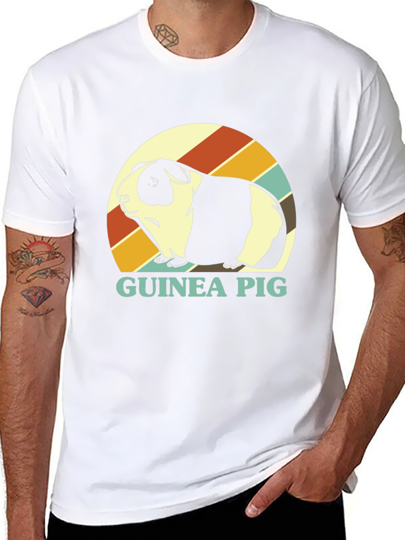 Black Guinea Pig Retro T-Shirt - Cute Pet Tee view 8