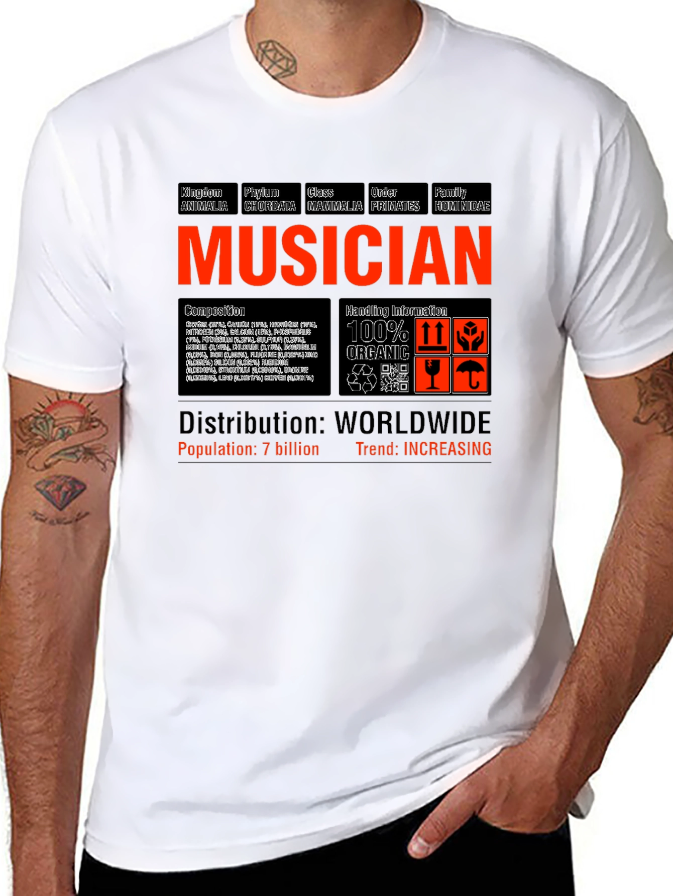 Black Musician Biological Classification Graphic T-Shirt view 8