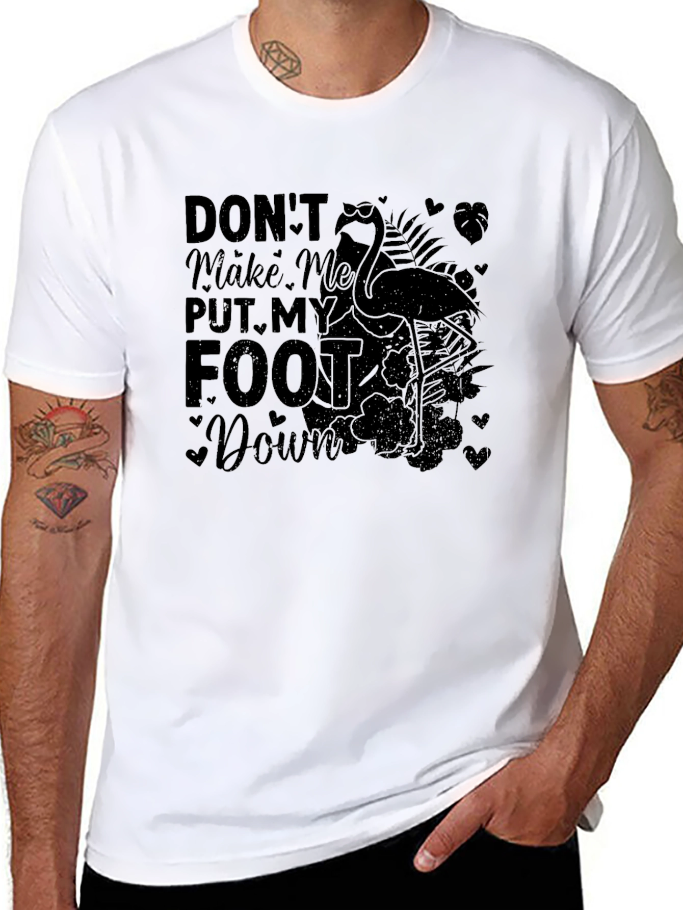 Black Funny Flamingo T-Shirt - Don't Make Me Put My Foot Down view 8