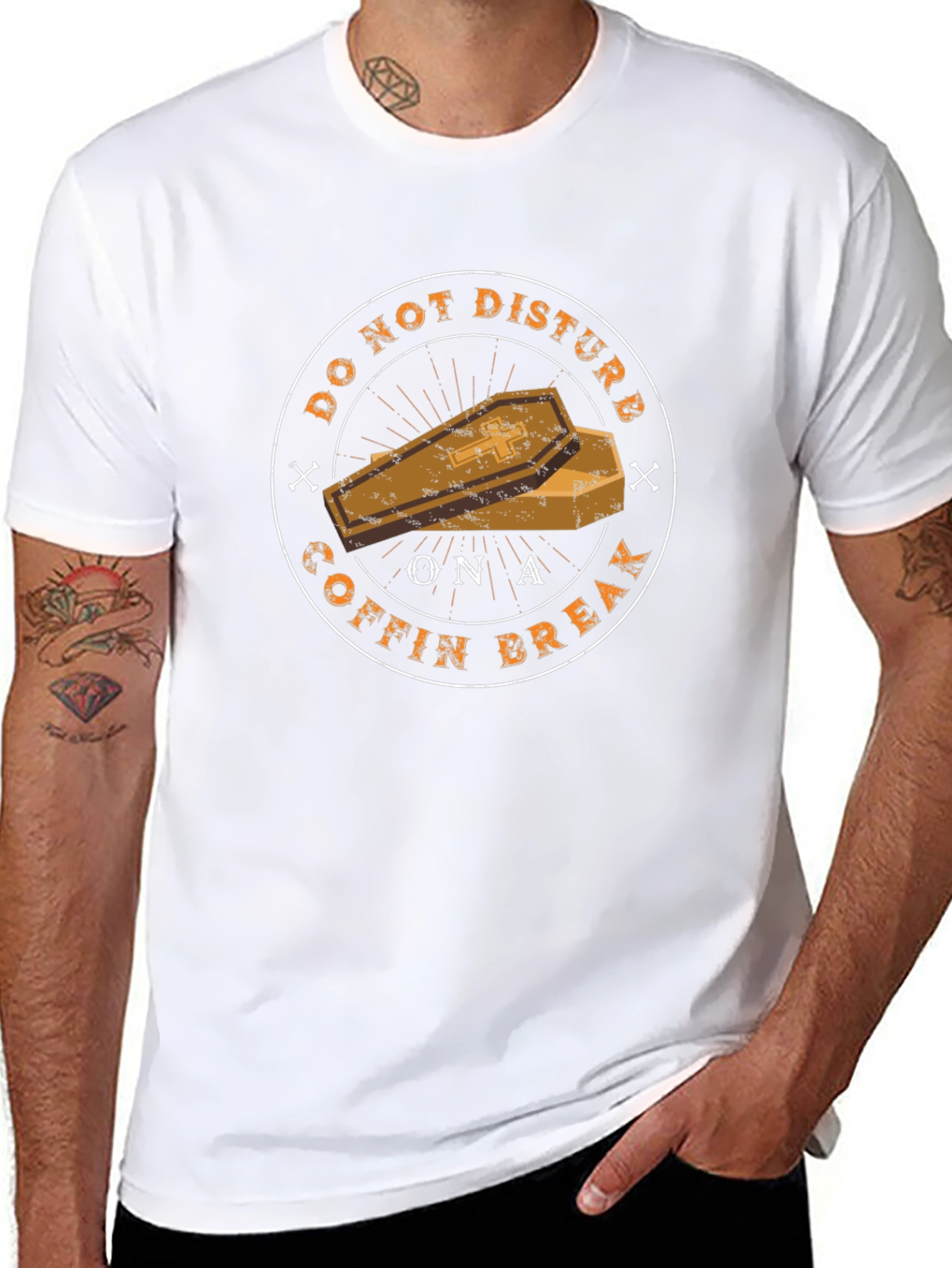 Black Coffin Break Graphic Tee - Do Not Disturb Novelty Shirt view 8