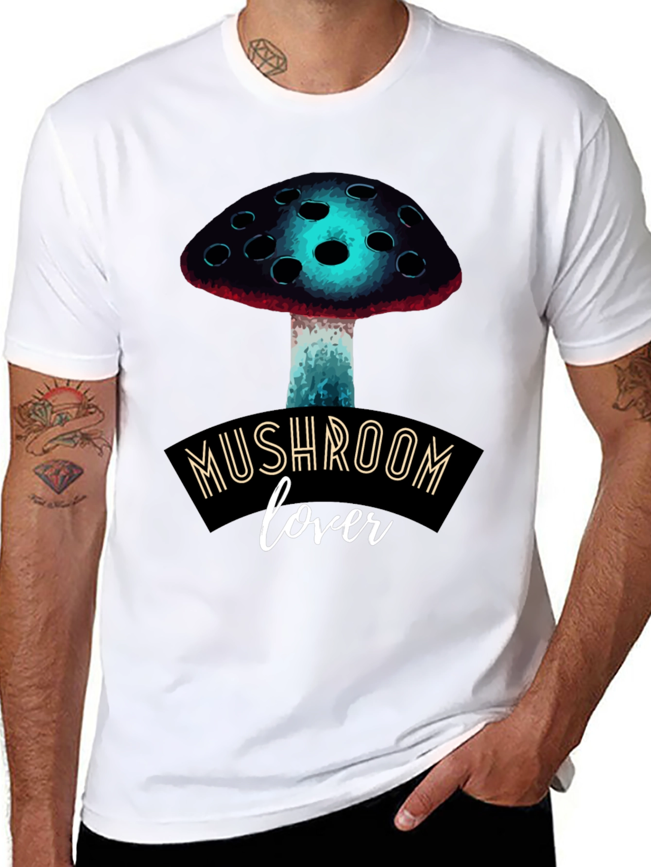 Black Mushroom Lover Graphic Tee - Funky Fungi Fashion view 8